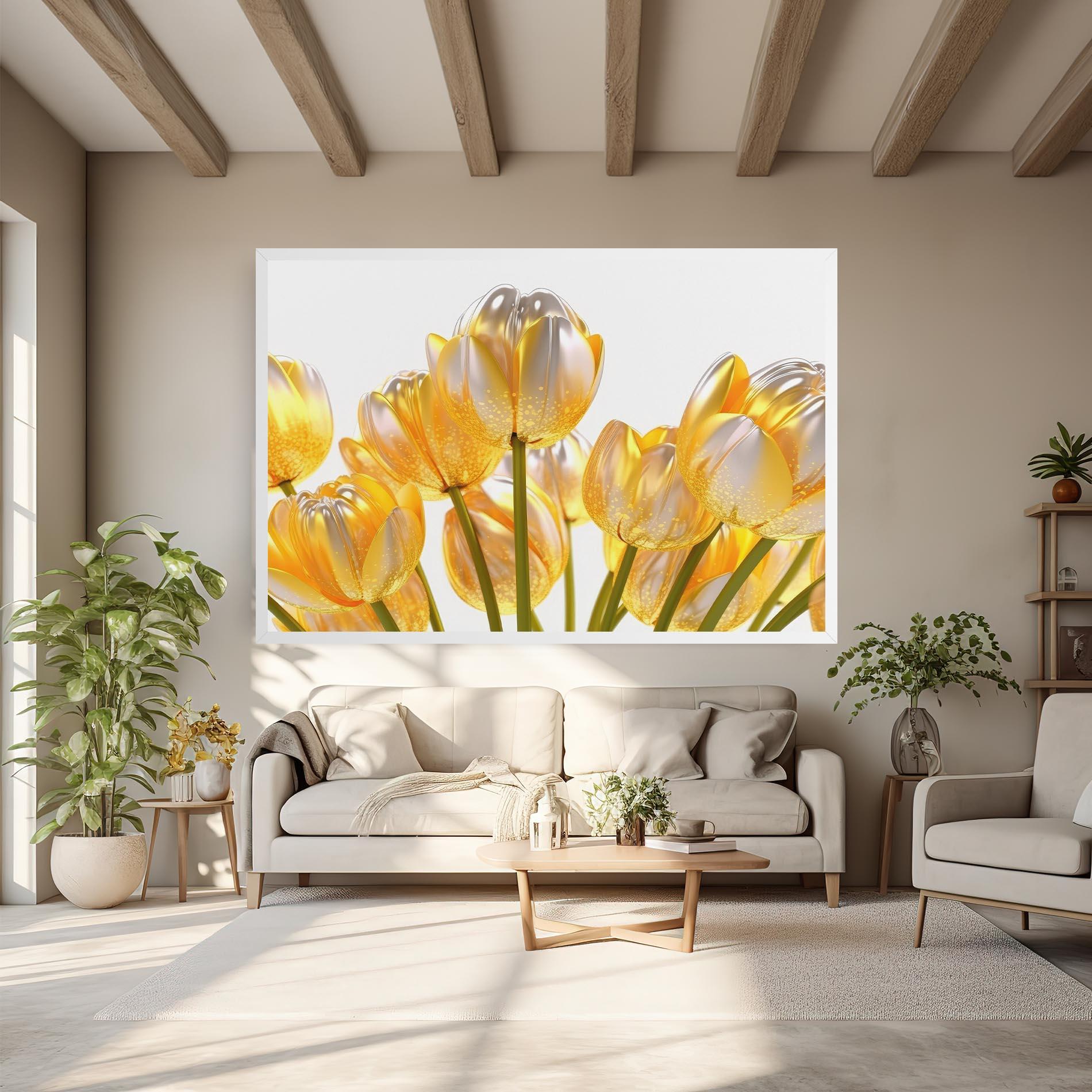 Vászonkép Gold White Tulips mockup 6