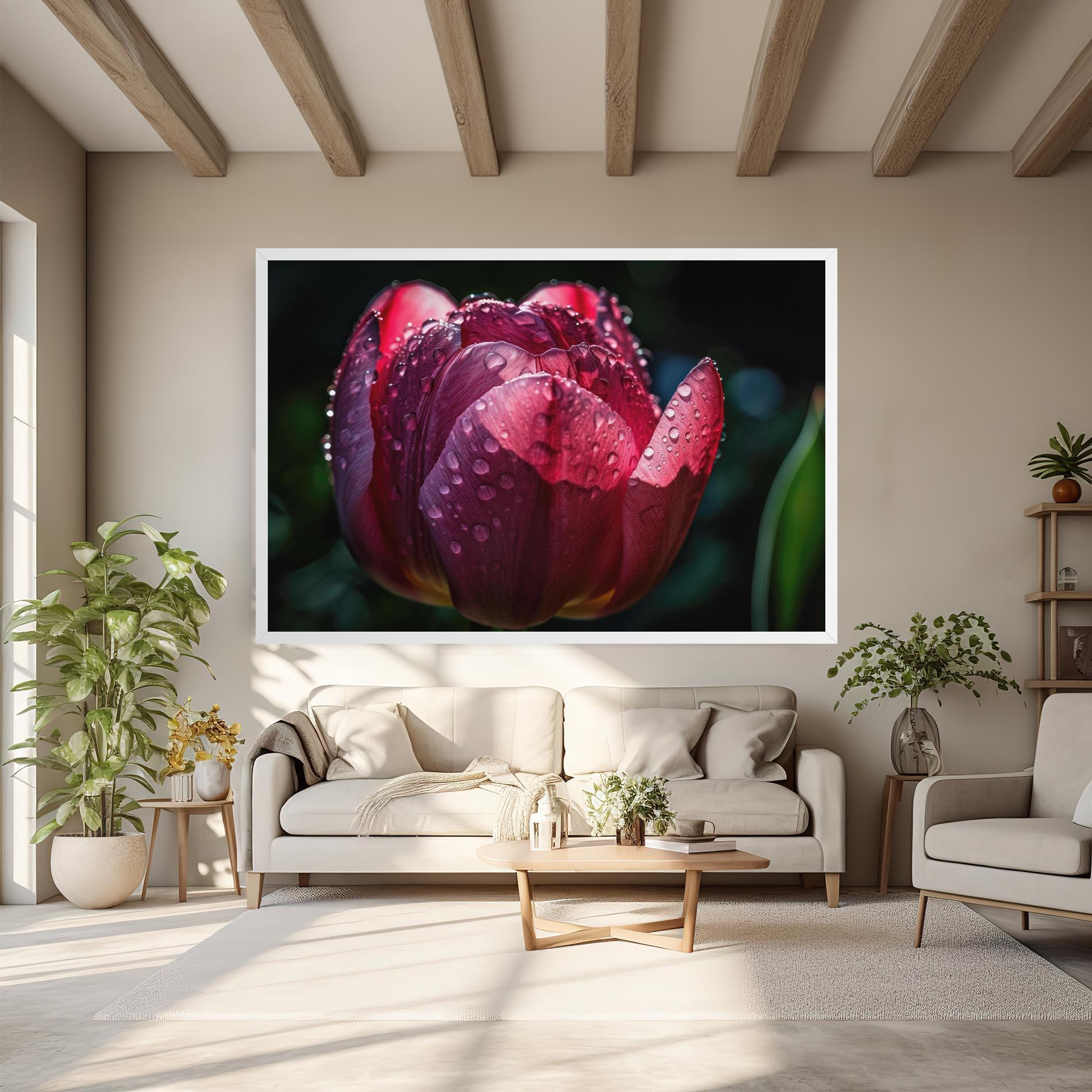 Vászonkép Pink Tulip After Rain mockup 6