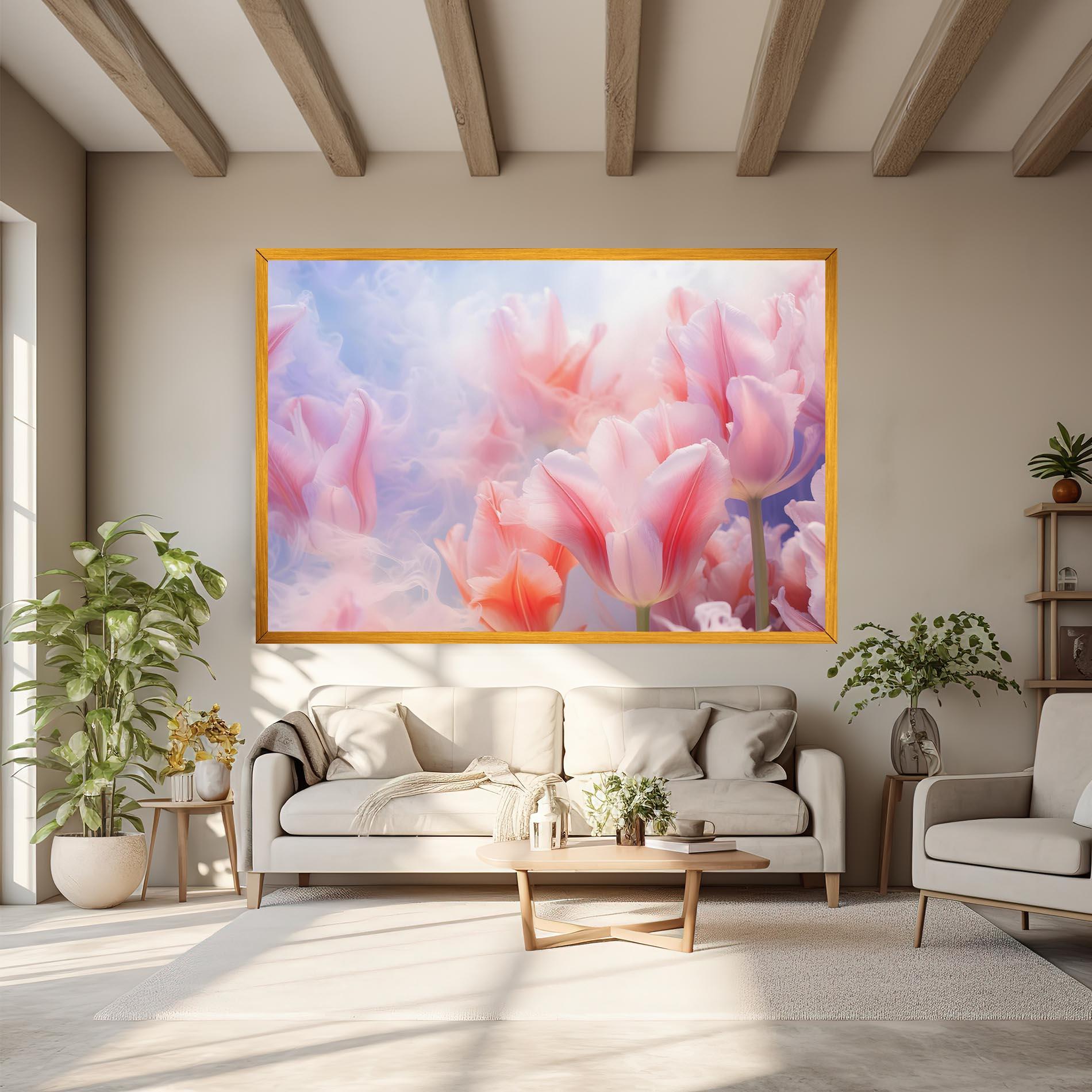Vászonkép Dreamy Pink Tulips mockup 6