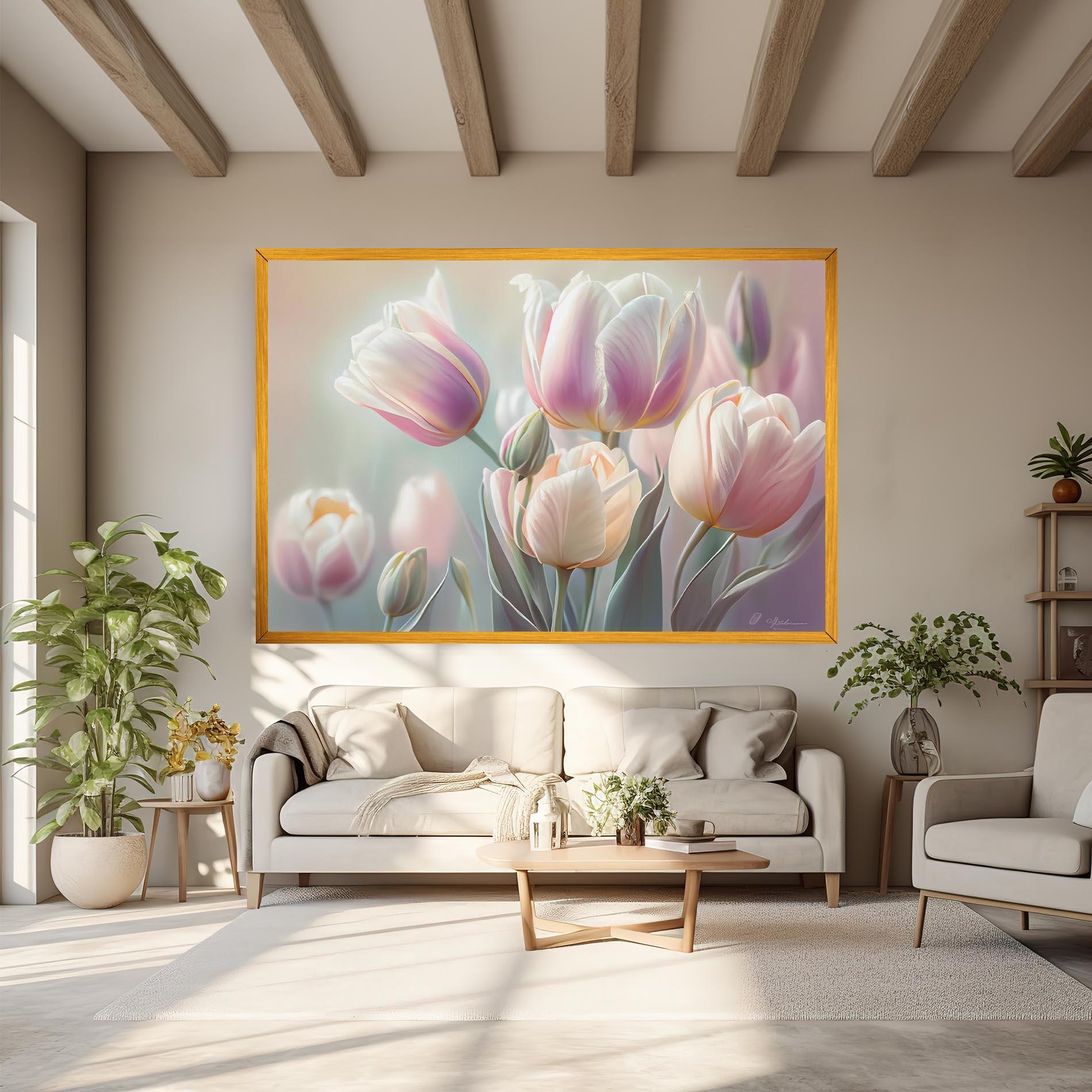 Vászonkép Dreamy White Tulips mockup 6
