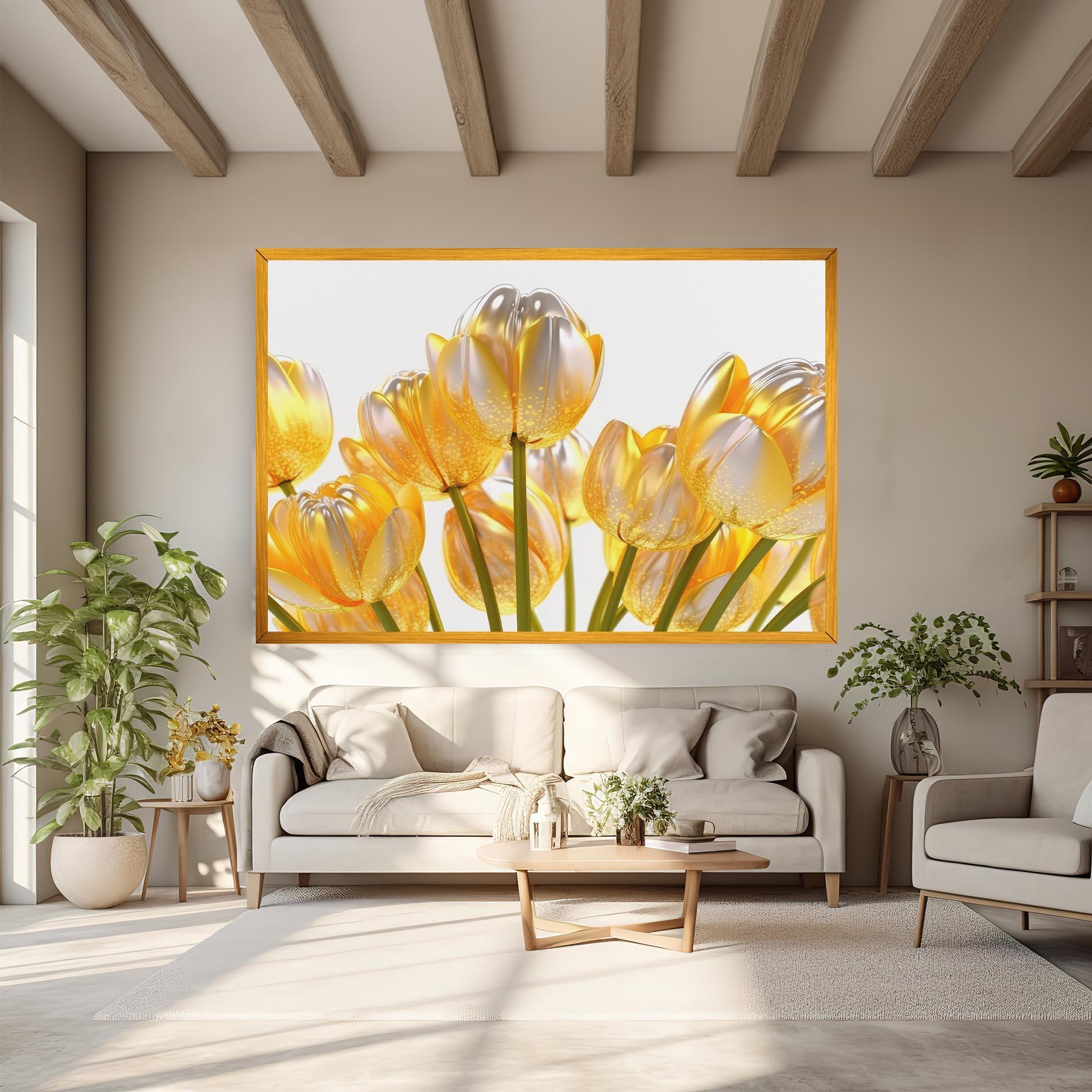 Vászonkép Gold White Tulips mockup 6