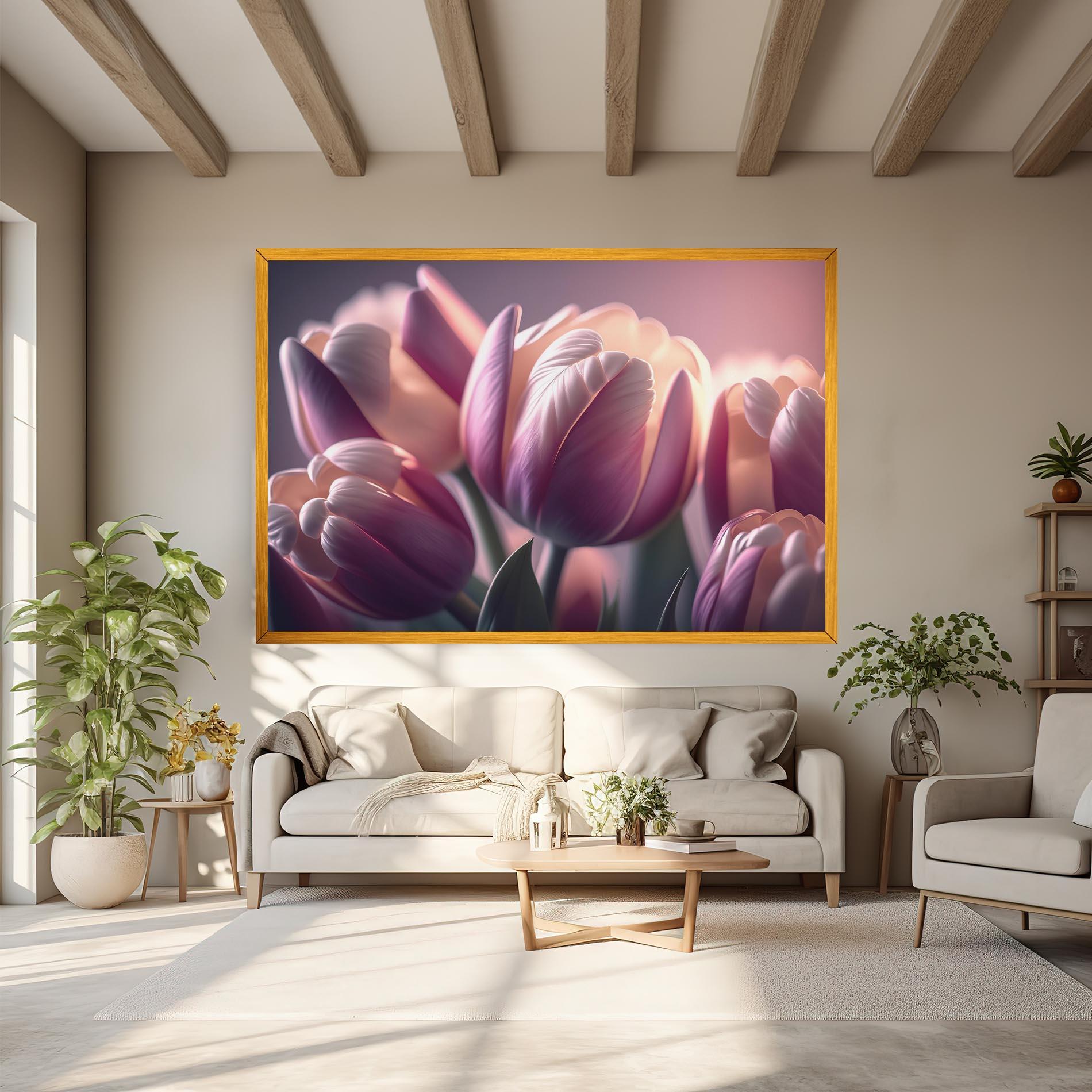 Vászonkép Pastel Pink Tulips mockup 6