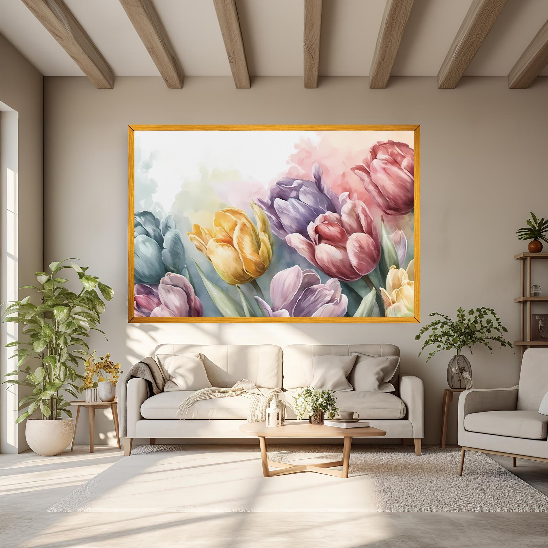 Vászonkép Pastel Tulips mockup 6