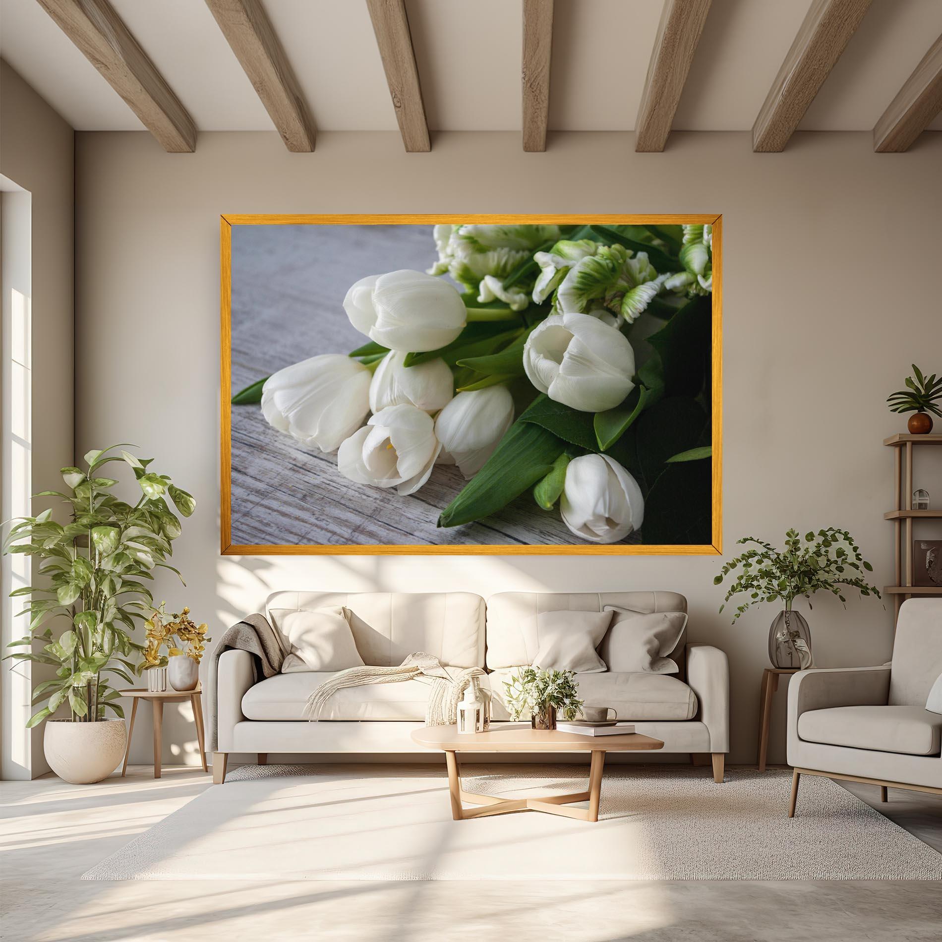 Vászonkép White Tulips Bouquet mockup 6