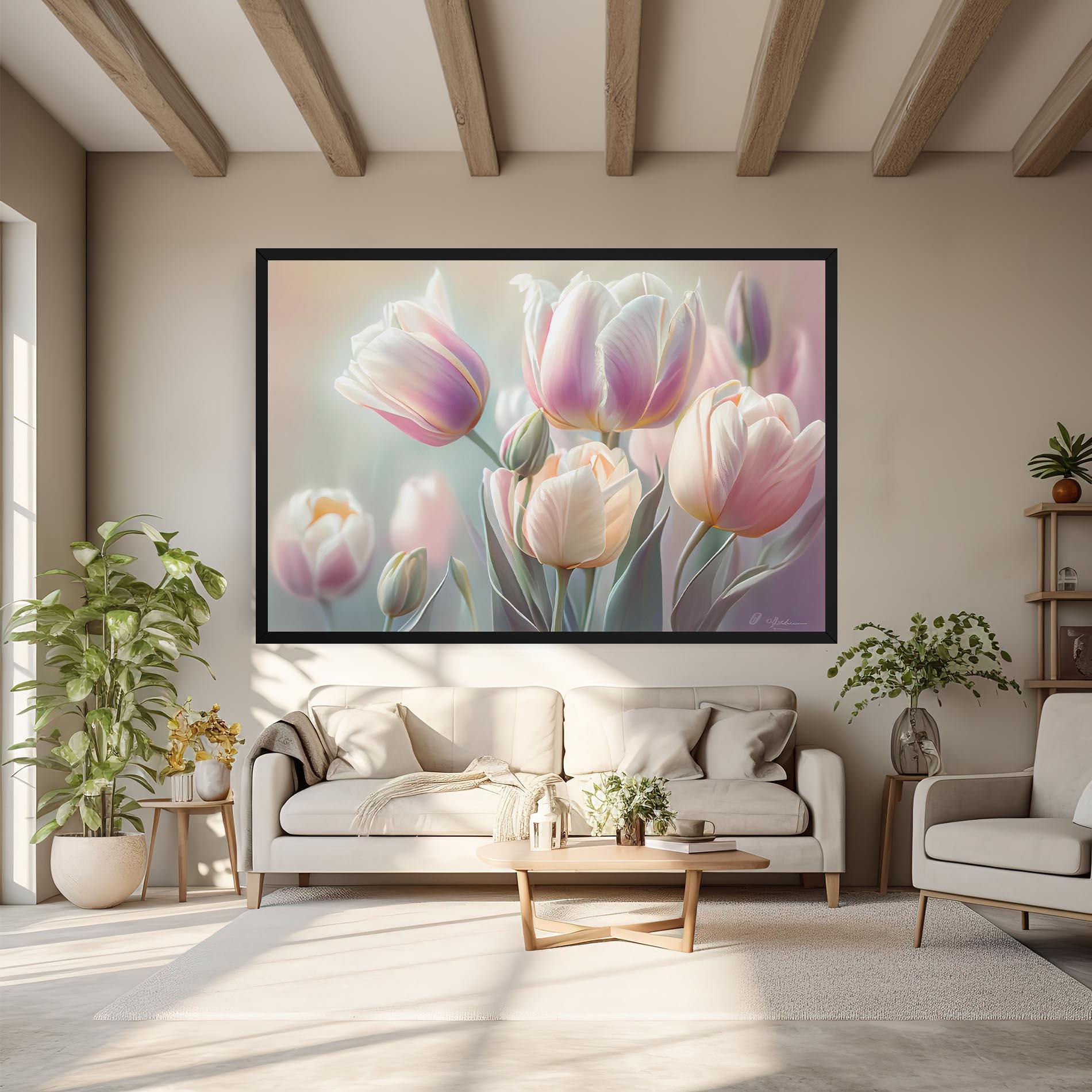 Vászonkép Dreamy White Tulips mockup 6
