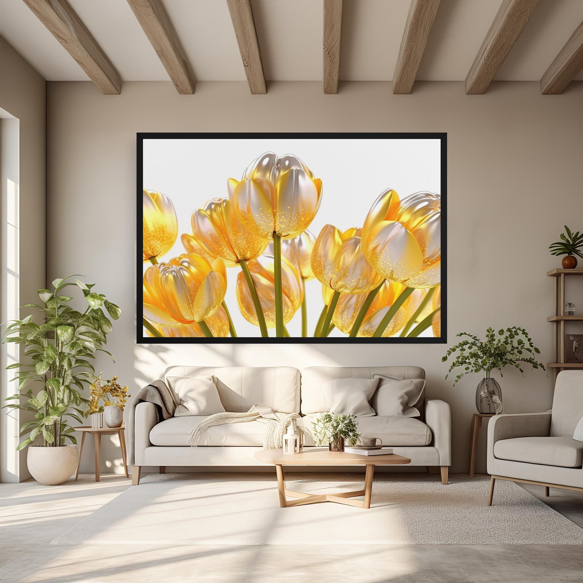 Vászonkép Gold White Tulips mockup 6