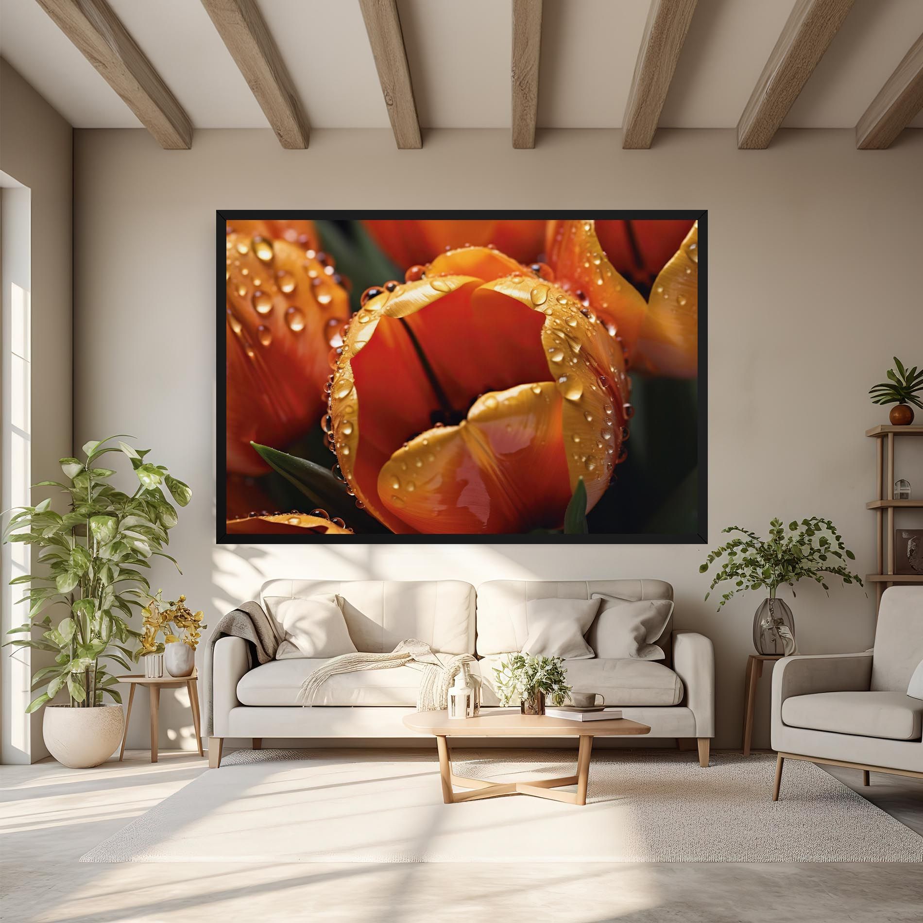 Orange Tulip Water Drops mockup 6