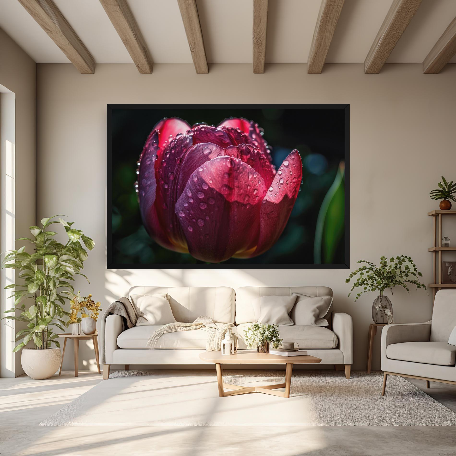 Vászonkép Pink Tulip After Rain mockup 6