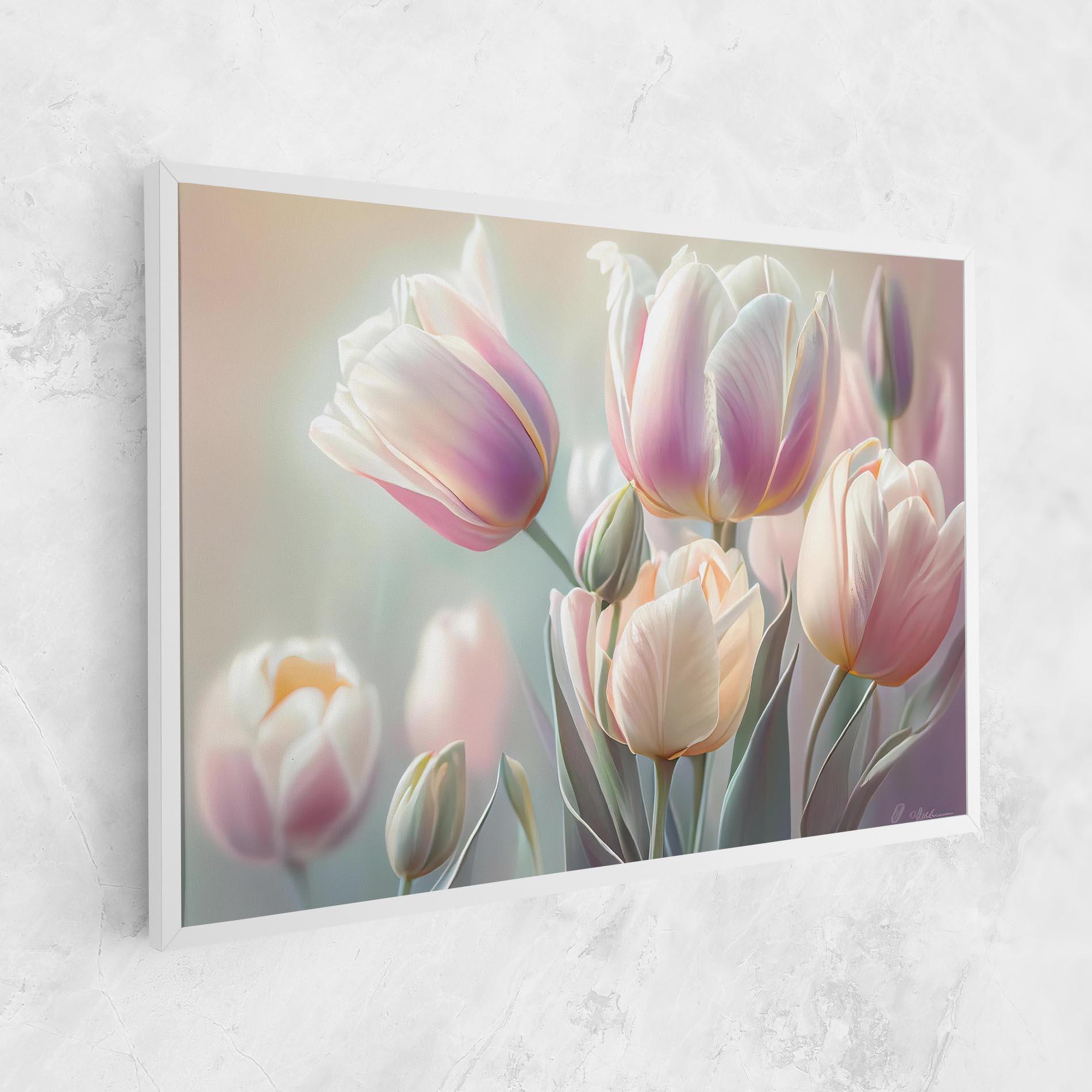 Vászonkép Dreamy White Tulips mockup 1