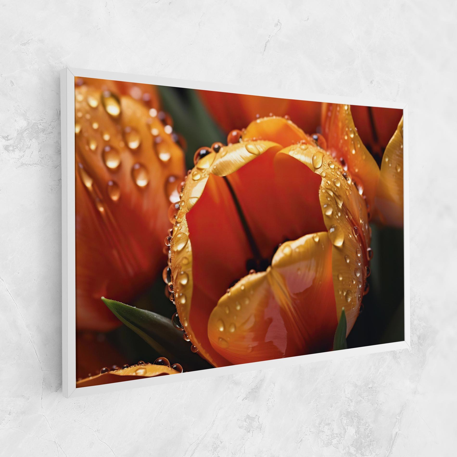 Vászonkép Orange Tulip Water Drops mockup 1