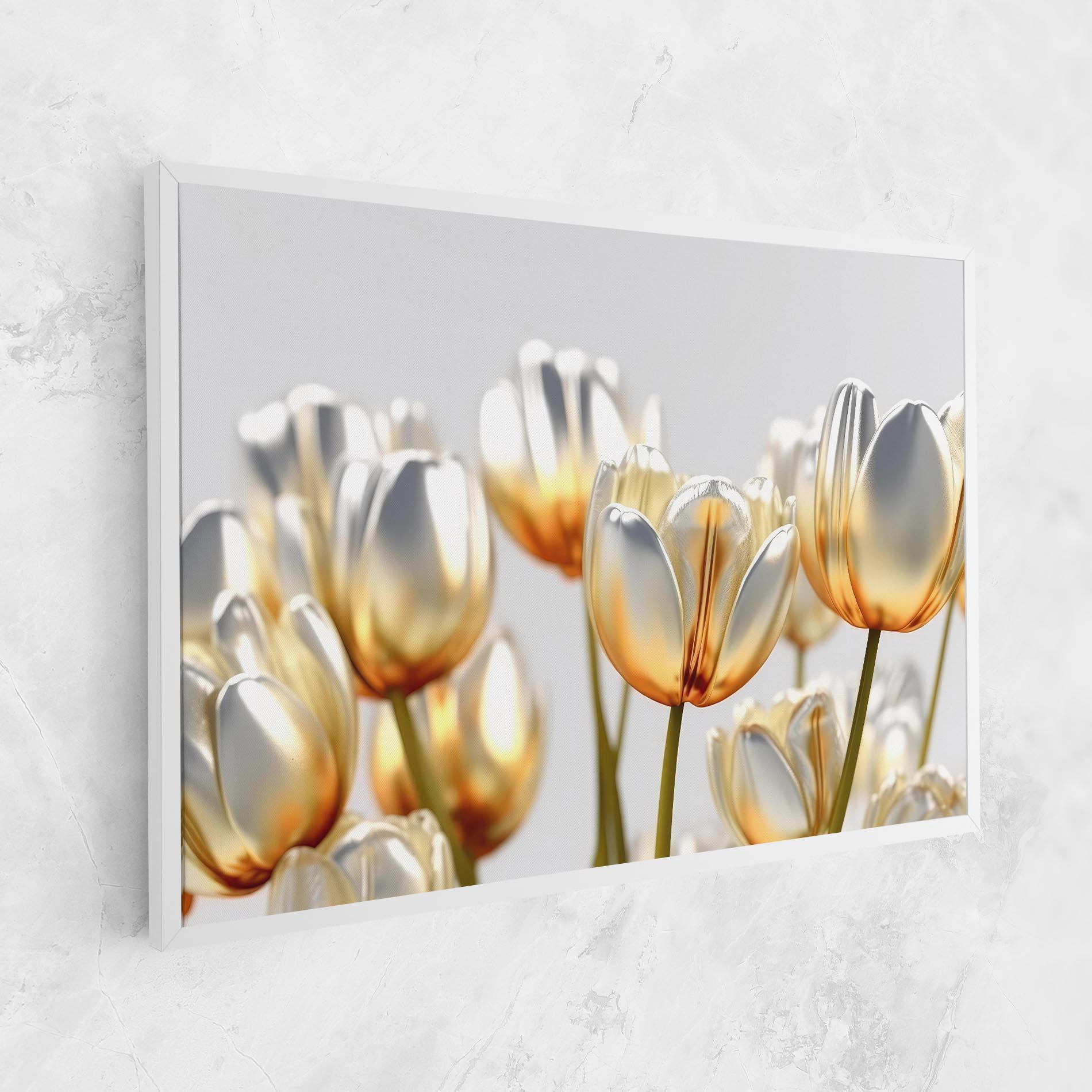 Vászonkép White Golden Tulips mockup 1