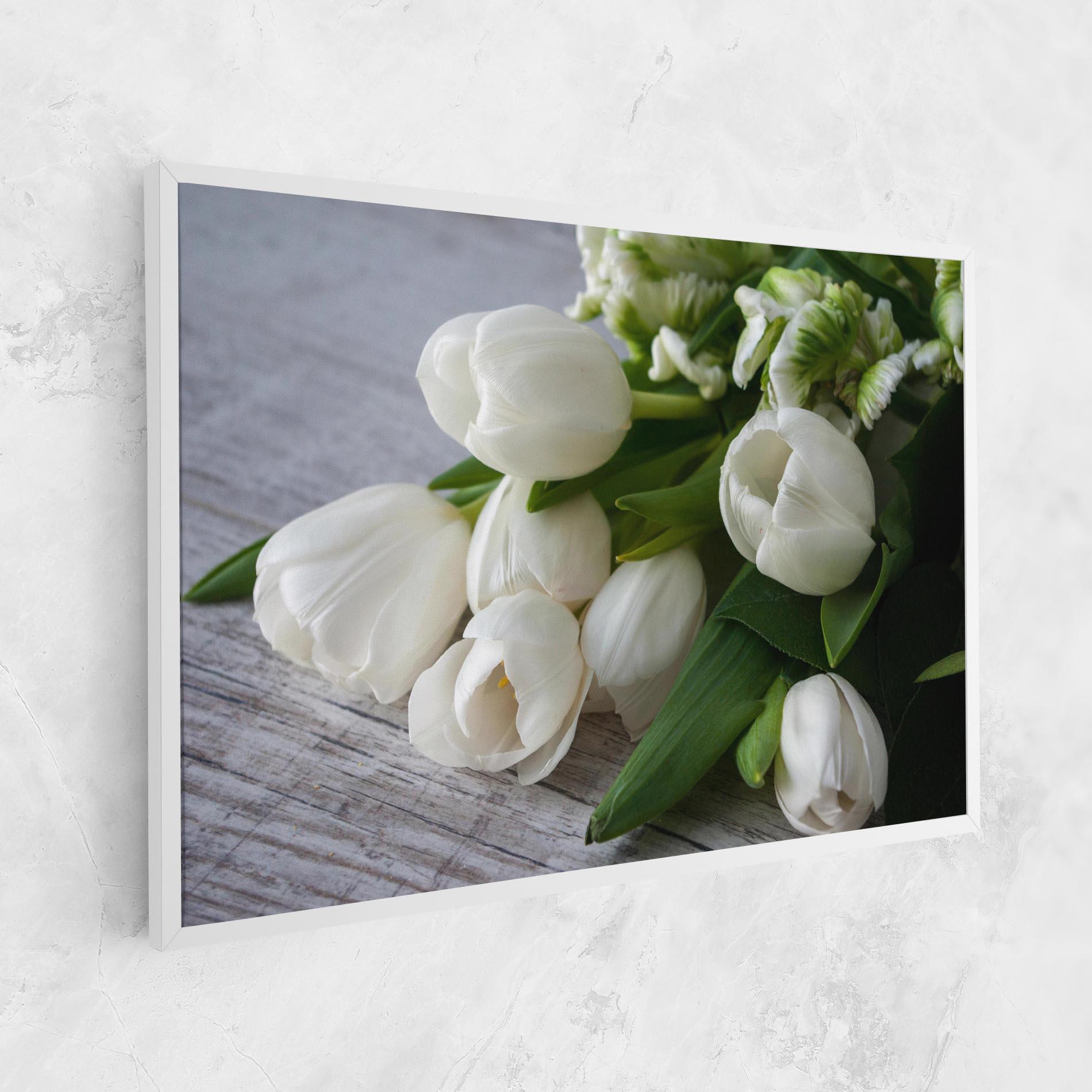 Vászonkép White Tulips Bouquet mockup 1