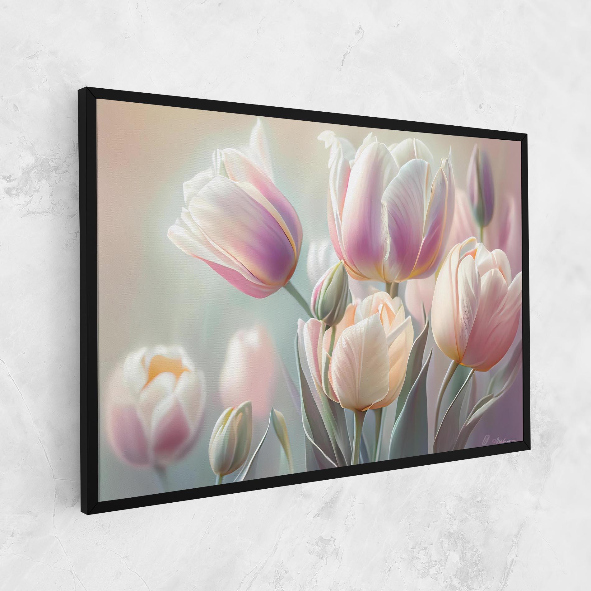Vászonkép Dreamy White Tulips mockup 1
