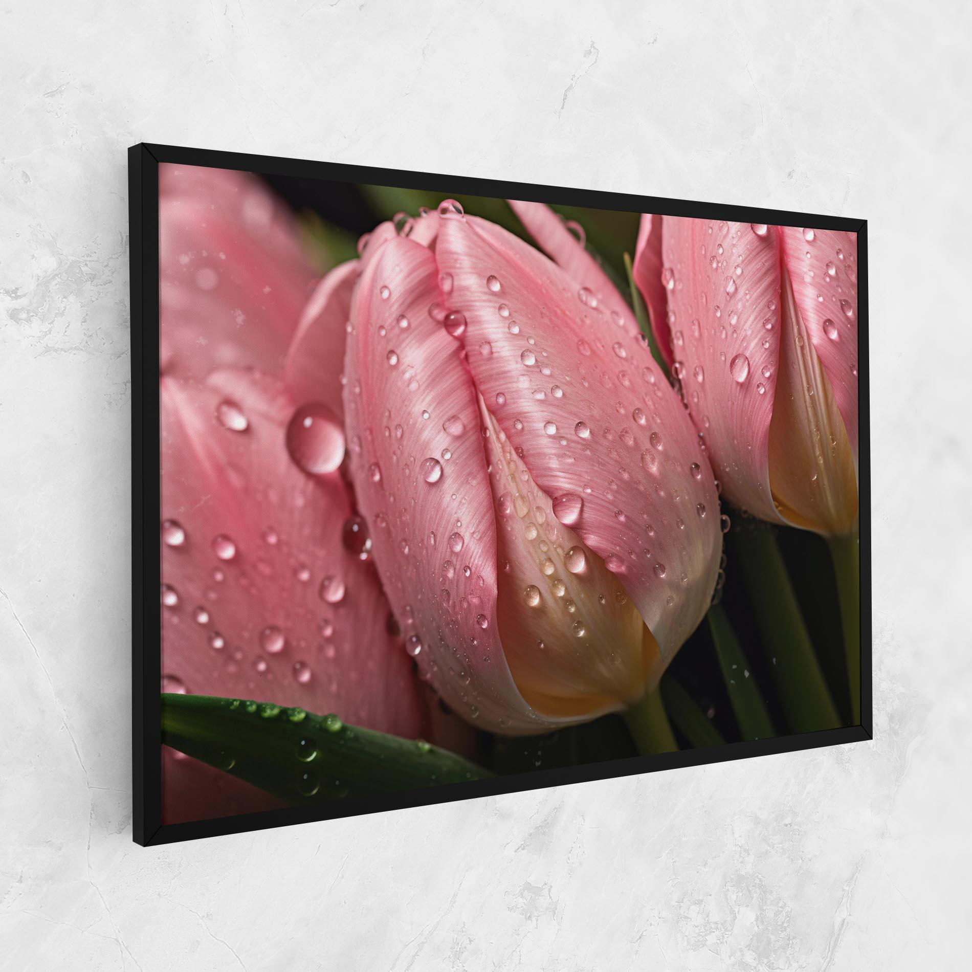 Vászonkép Pink Tulip With Drops mockup 1
