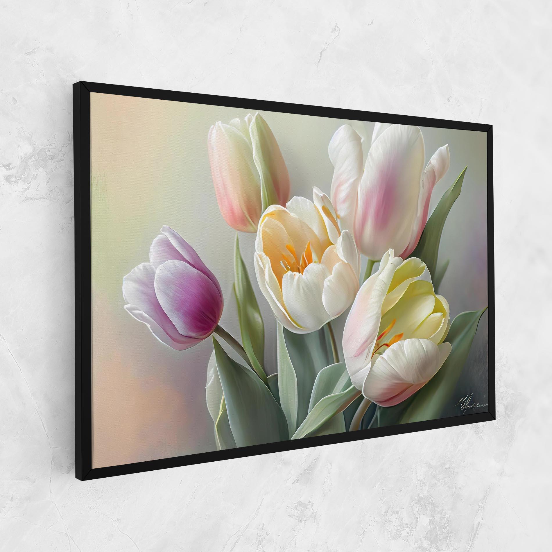 Vászonkép White Tulips Painting mockup 1