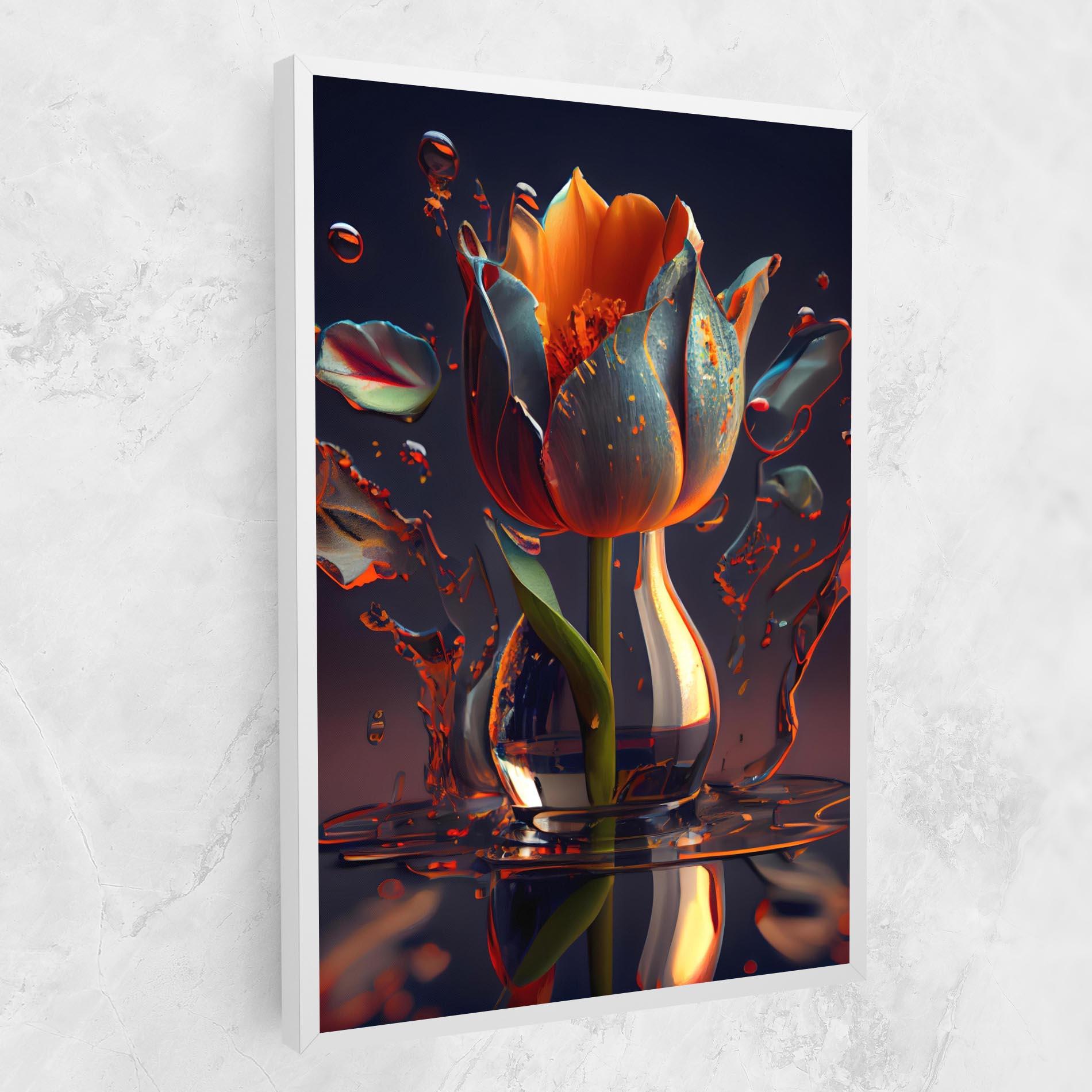 Vászonkép Black Tulip In Vase mockup 1