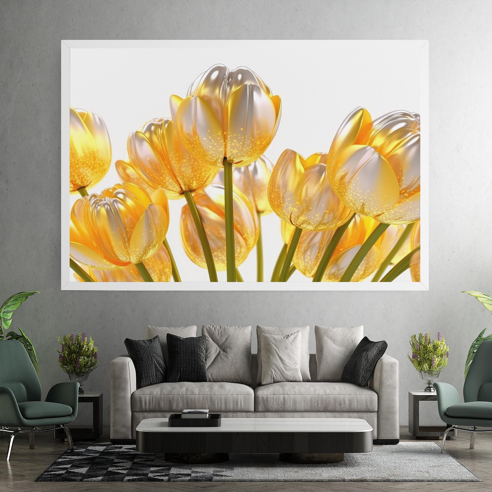 Vászonkép Gold White Tulips mockup 7