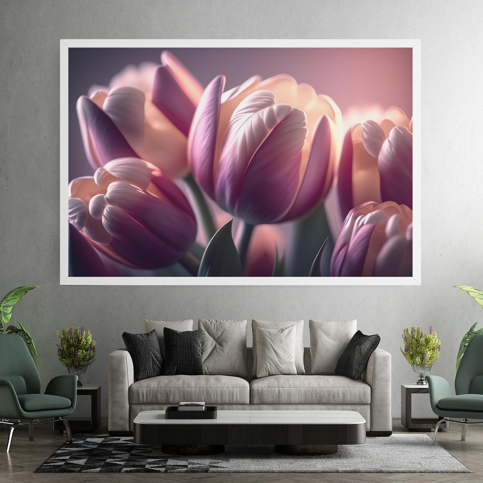 Vászonkép Pastel Pink Tulips mockup 7