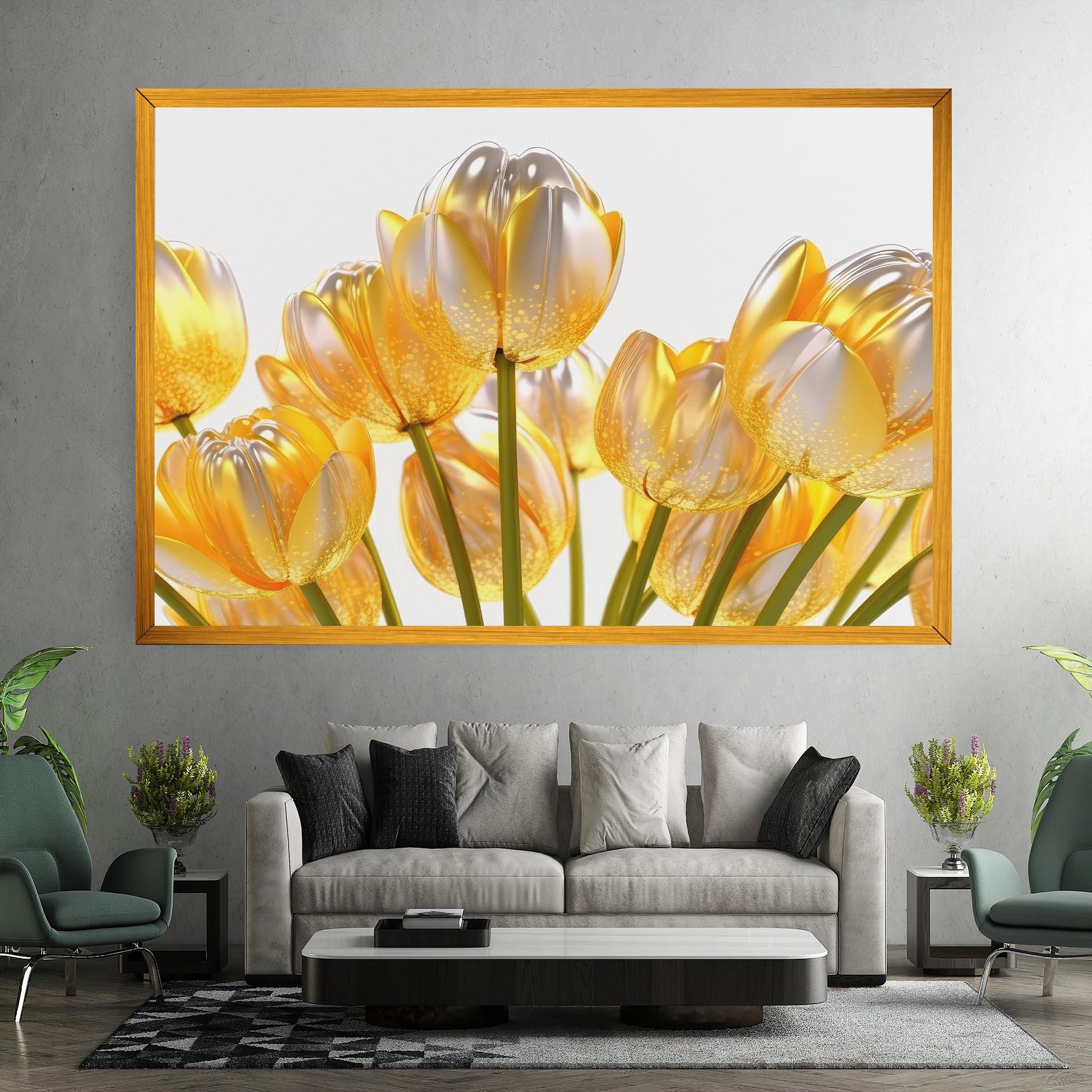 Vászonkép Gold White Tulips mockup 7