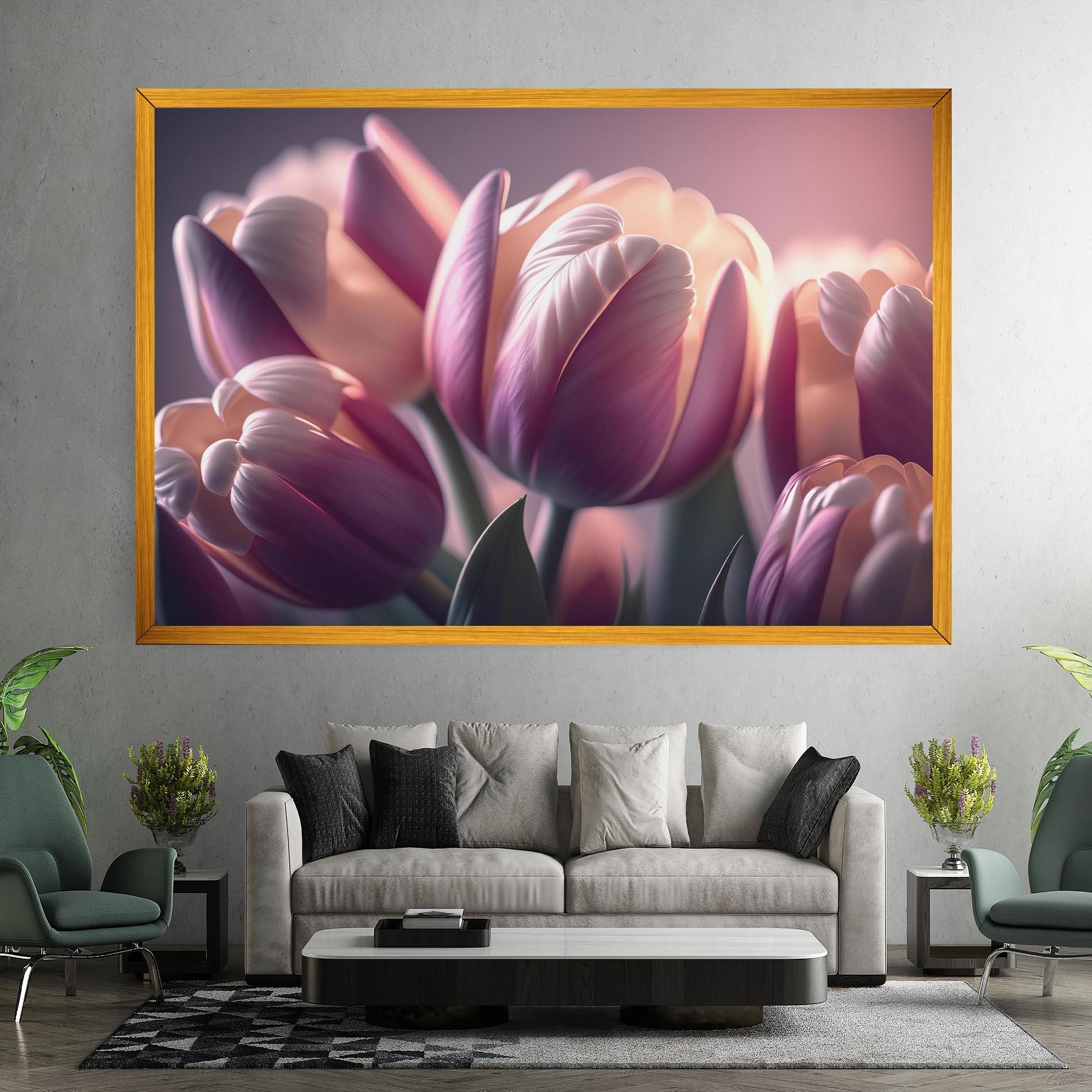 Vászonkép Pastel Pink Tulips mockup 7