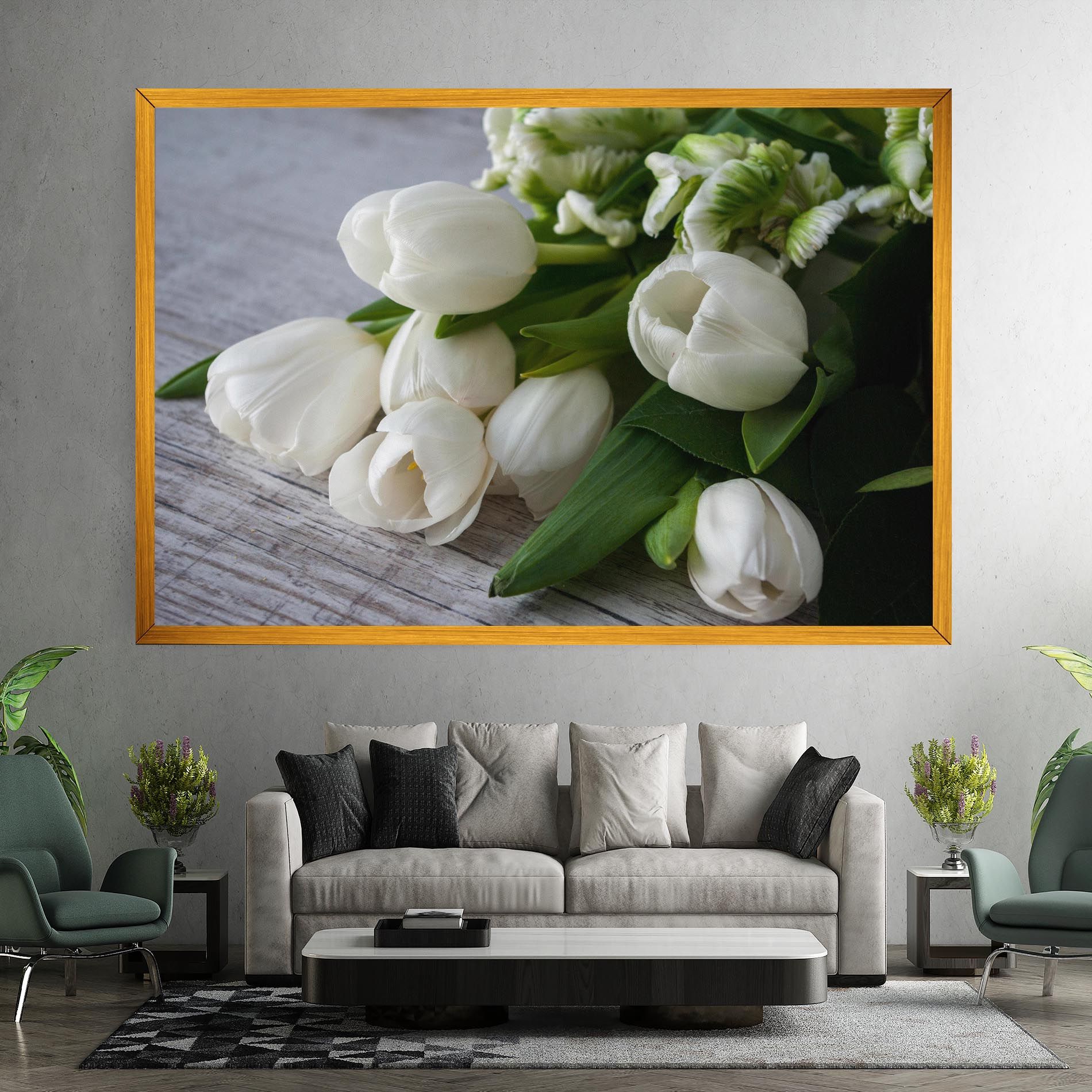White Tulips Bouquet mockup 7