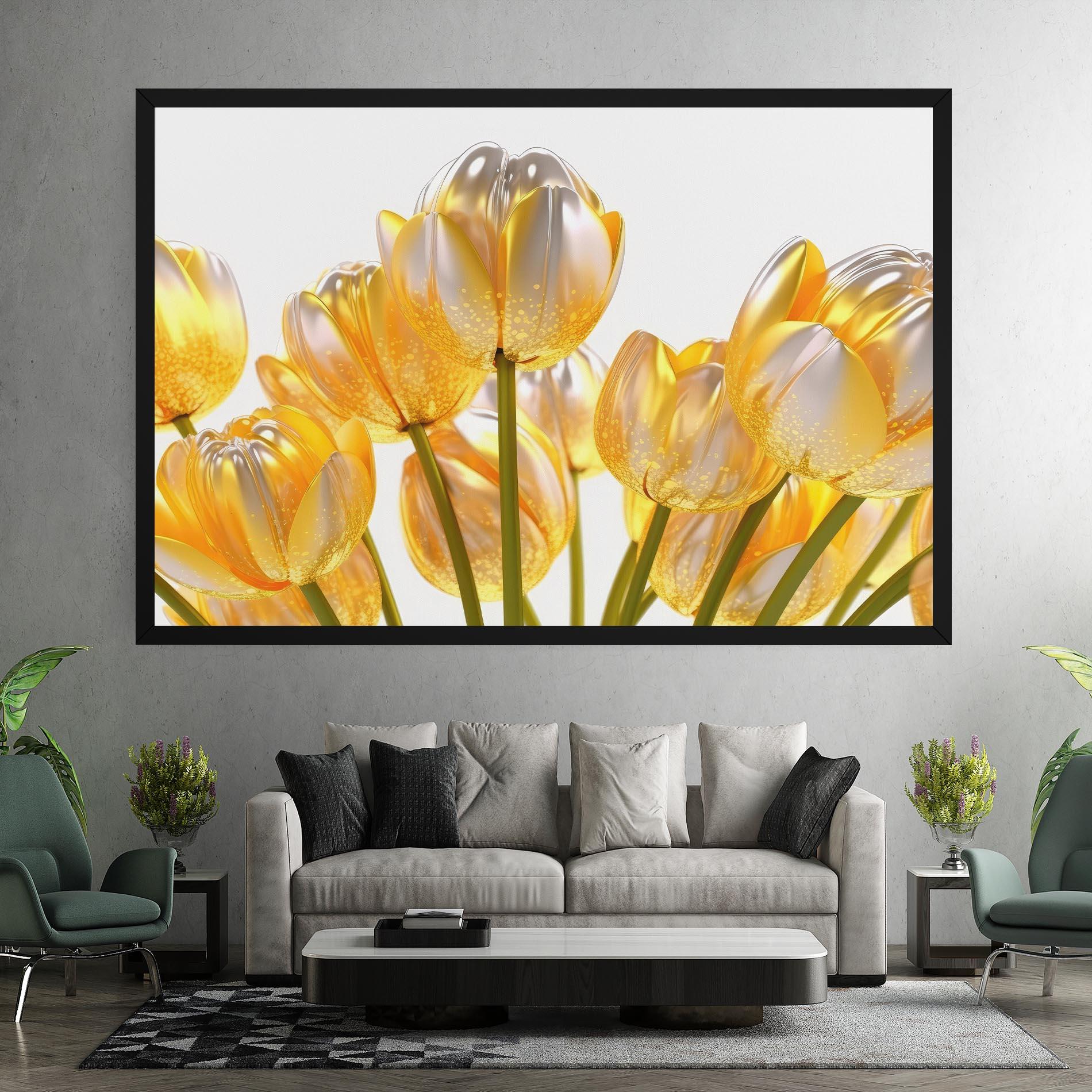 Vászonkép Gold White Tulips mockup 7