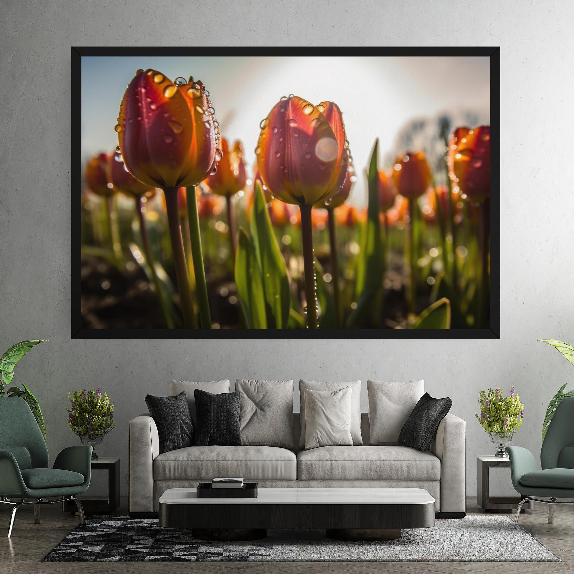 Vászonkép Orange Tulips After Rain mockup 7