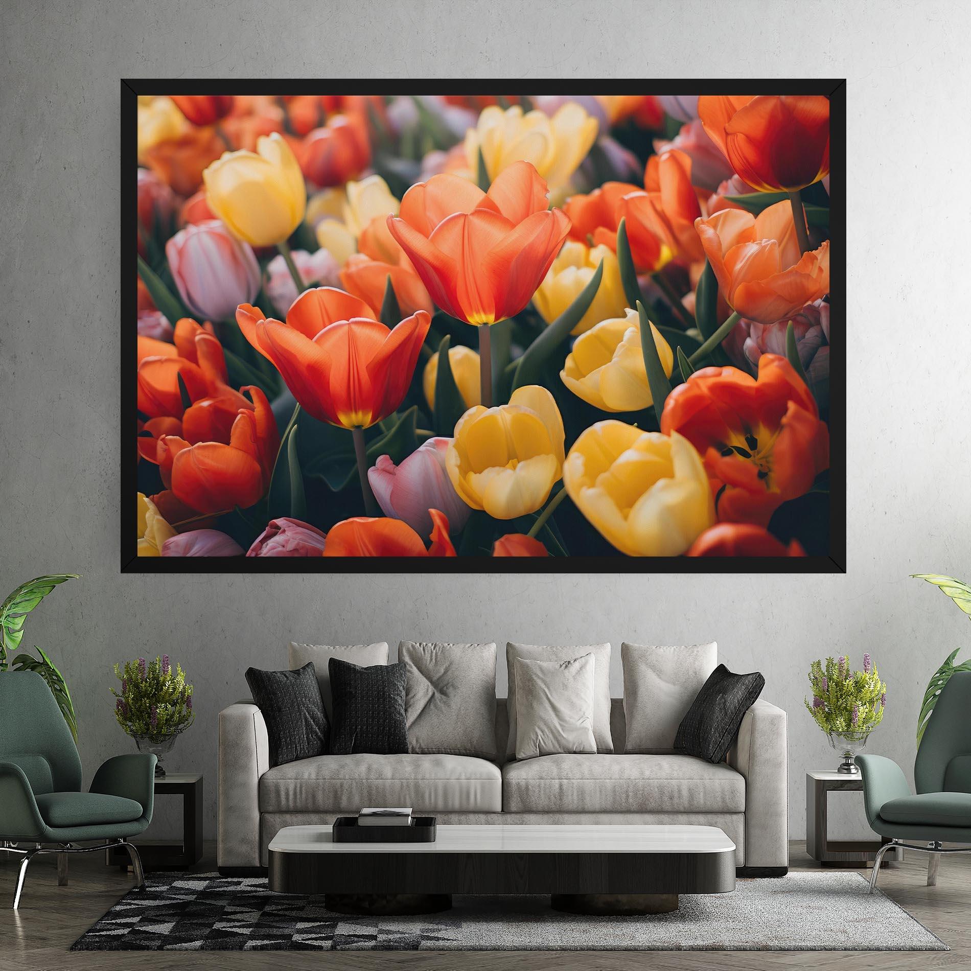 Vászonkép Orange Yellow Tulips mockup 7