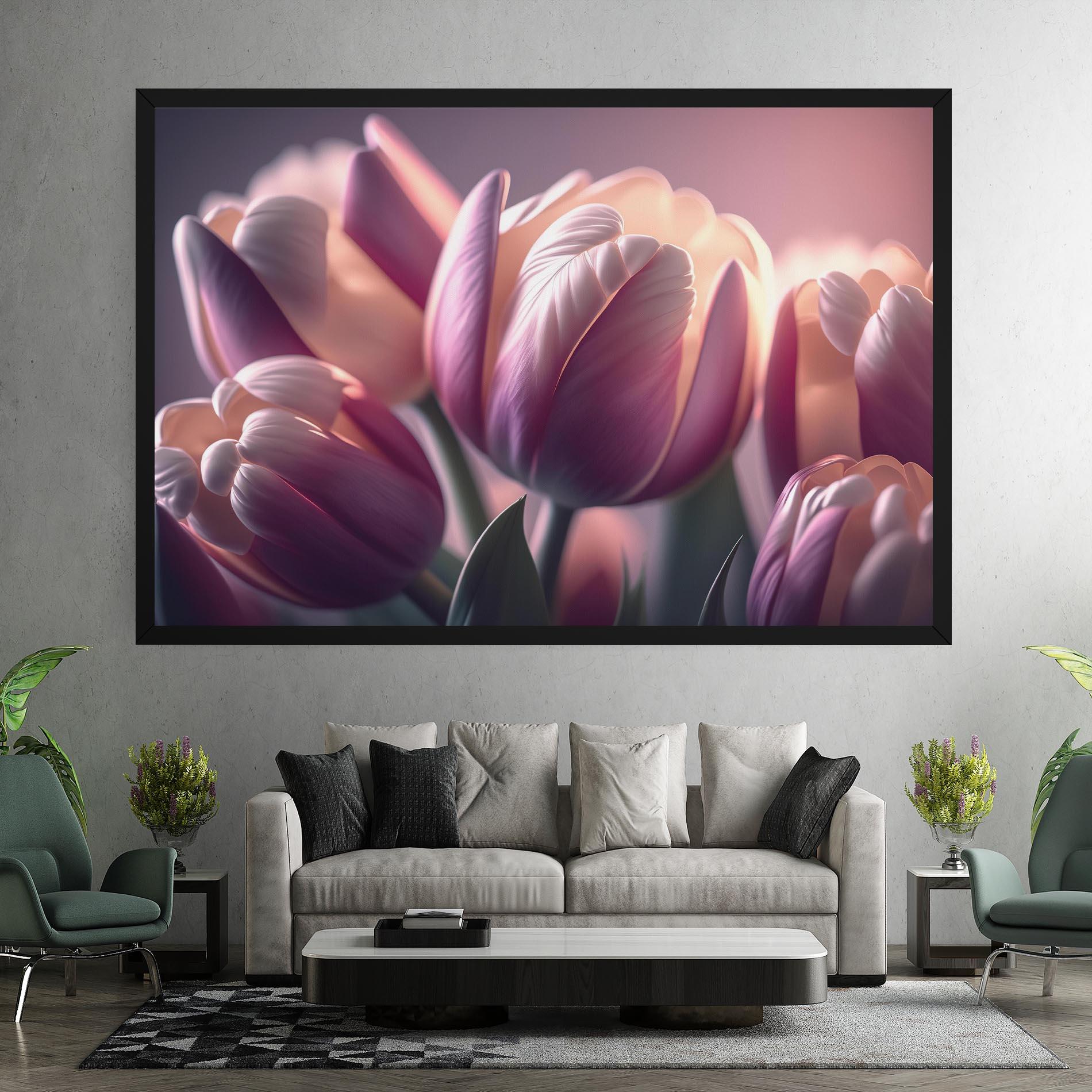 Vászonkép Pastel Pink Tulips mockup 7