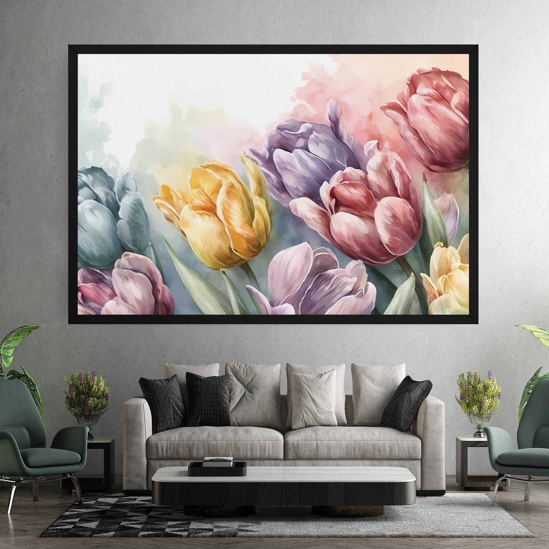 Vászonkép Pastel Tulips mockup 7