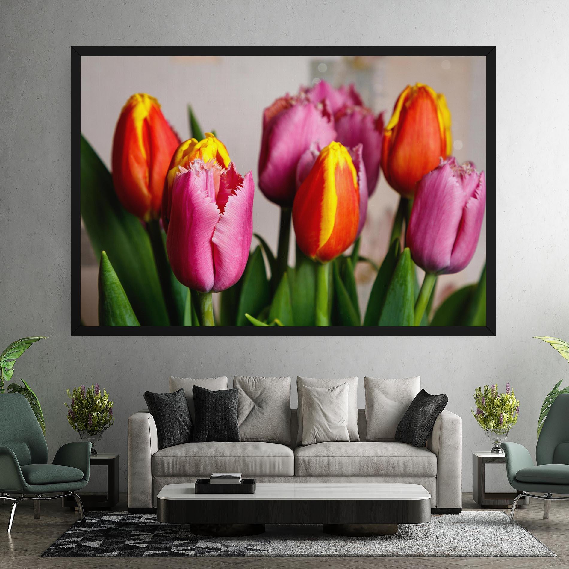 Vászonkép Pink Orange Tulips mockup 7