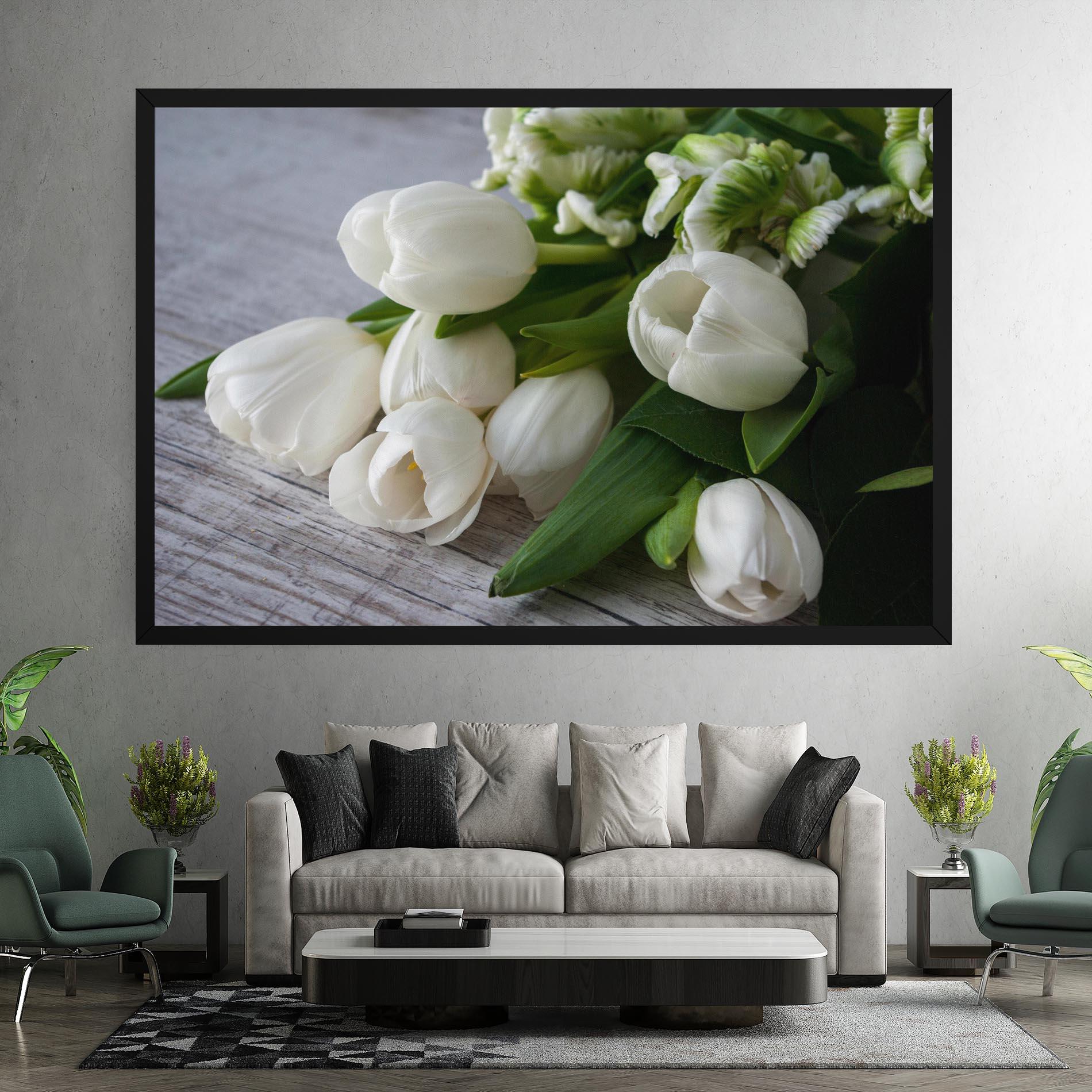 Vászonkép White Tulips Bouquet mockup 7