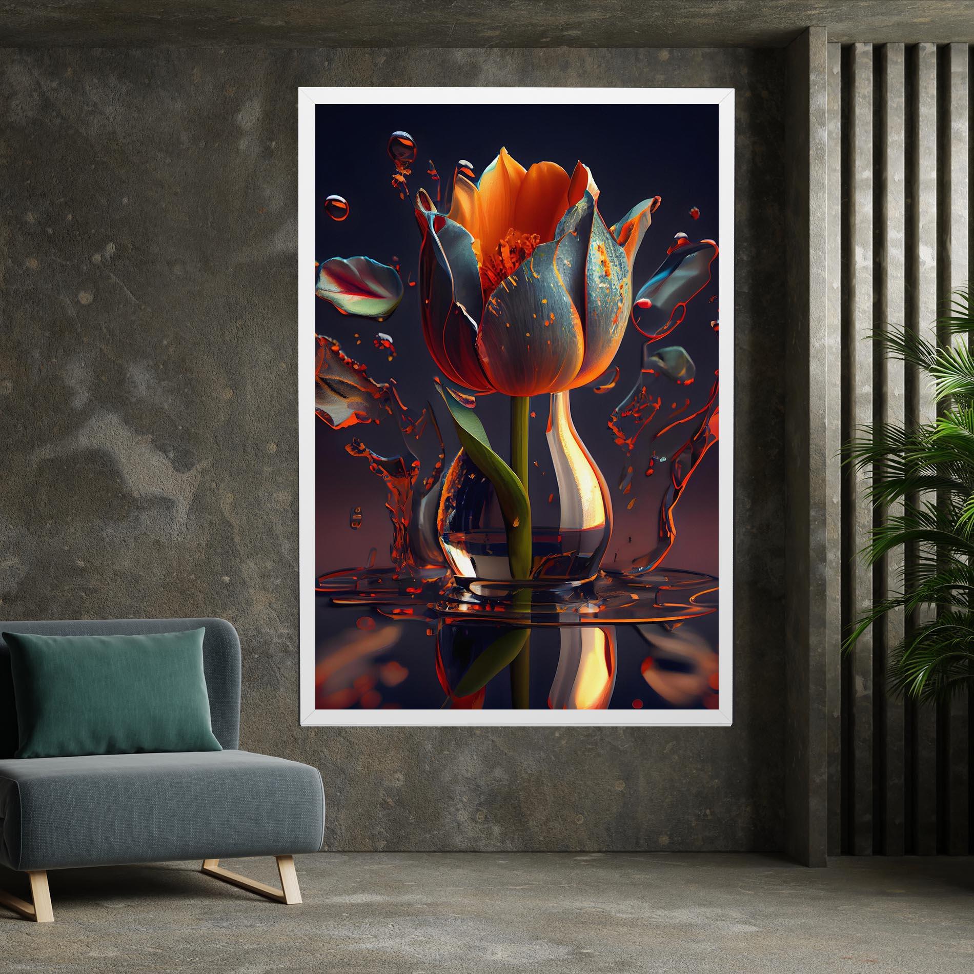 Vászonkép Black Tulip In Vase mockup 7