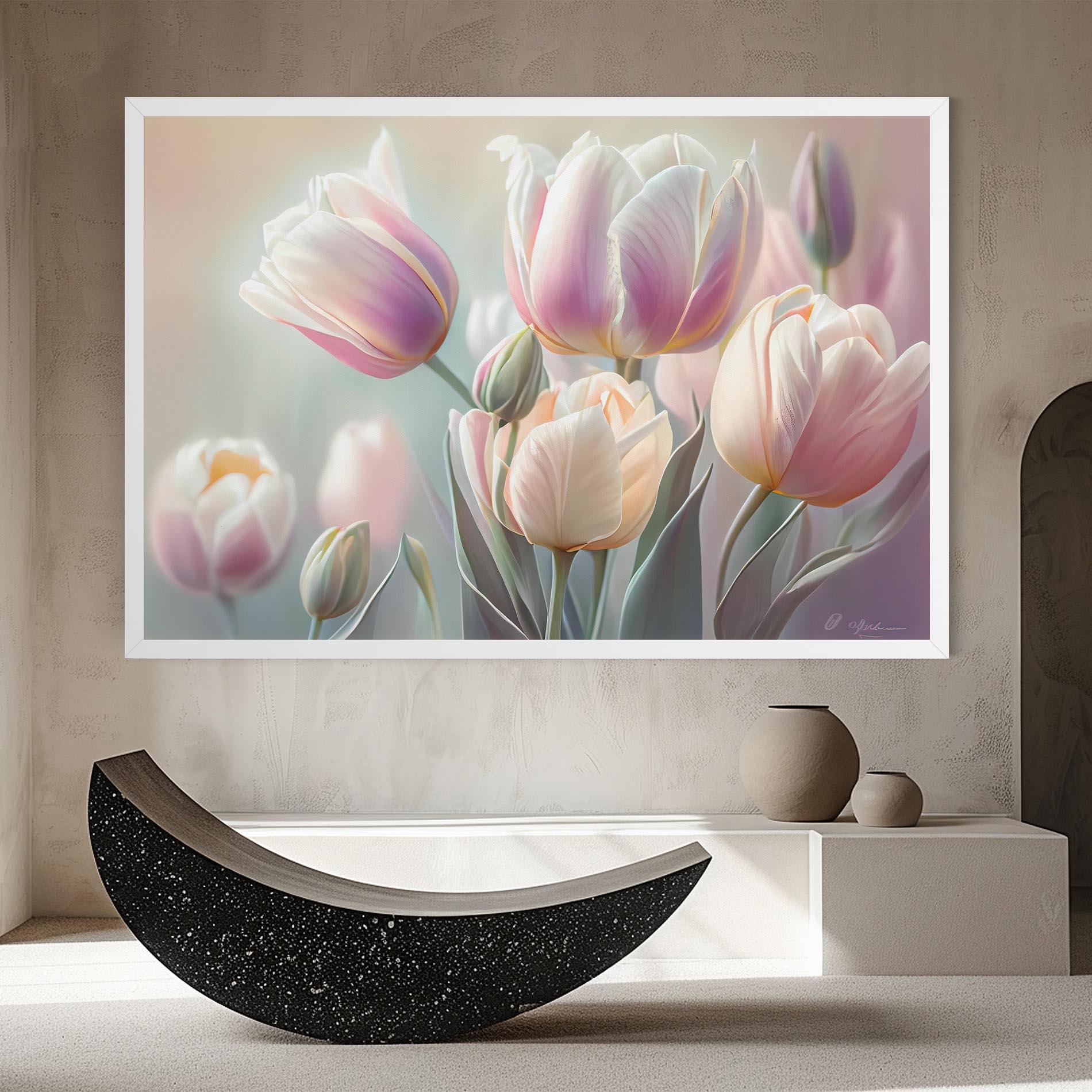 Vászonkép Dreamy White Tulips mockup 8