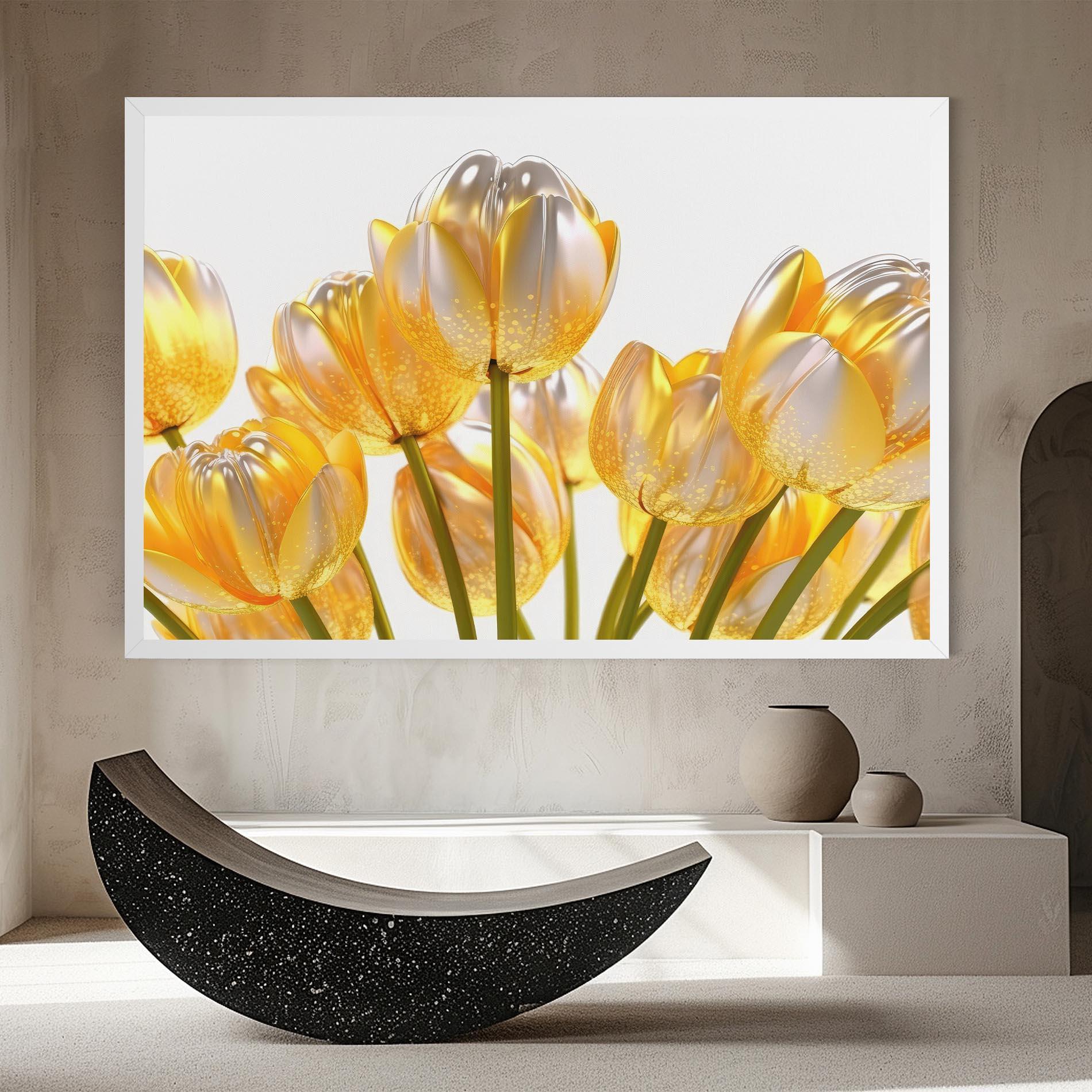 Vászonkép Gold White Tulips mockup 8