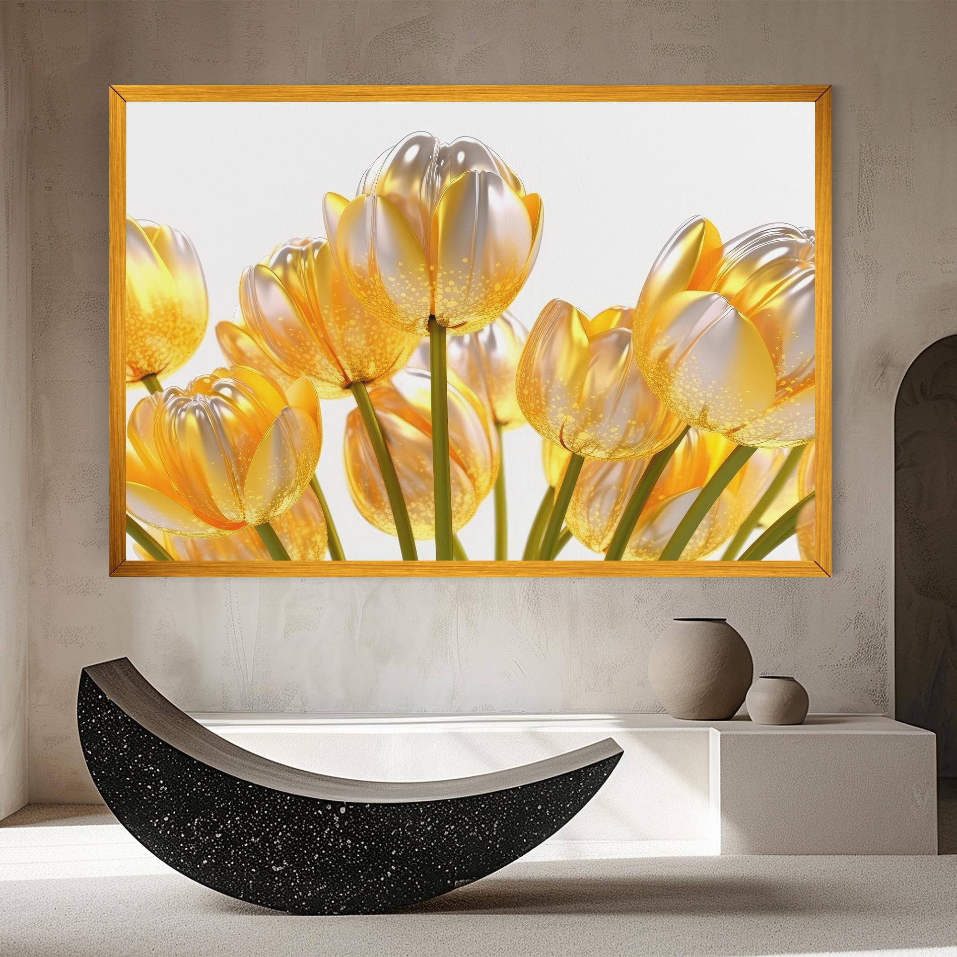 Vászonkép Gold White Tulips mockup 8