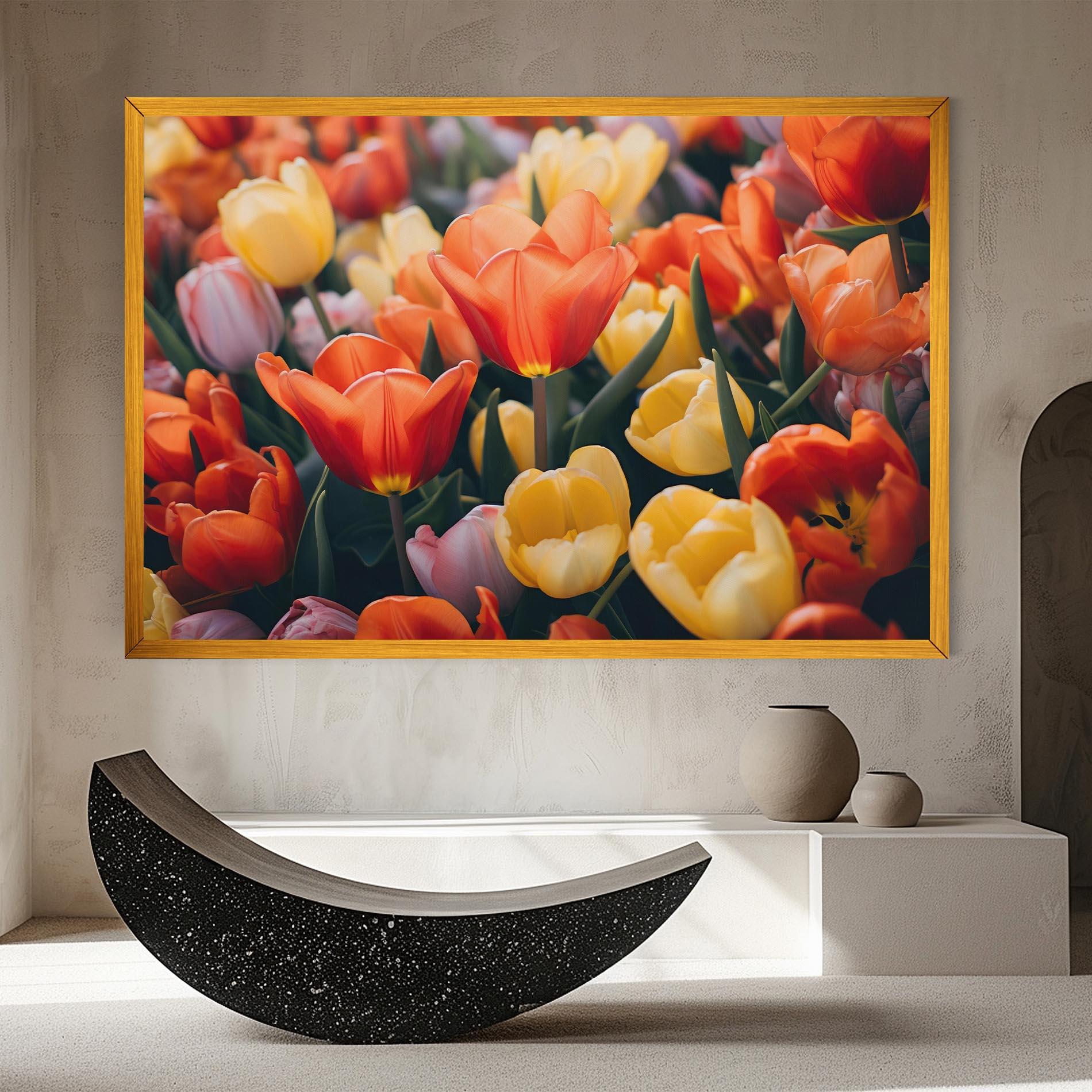 Vászonkép Orange Yellow Tulips mockup 8