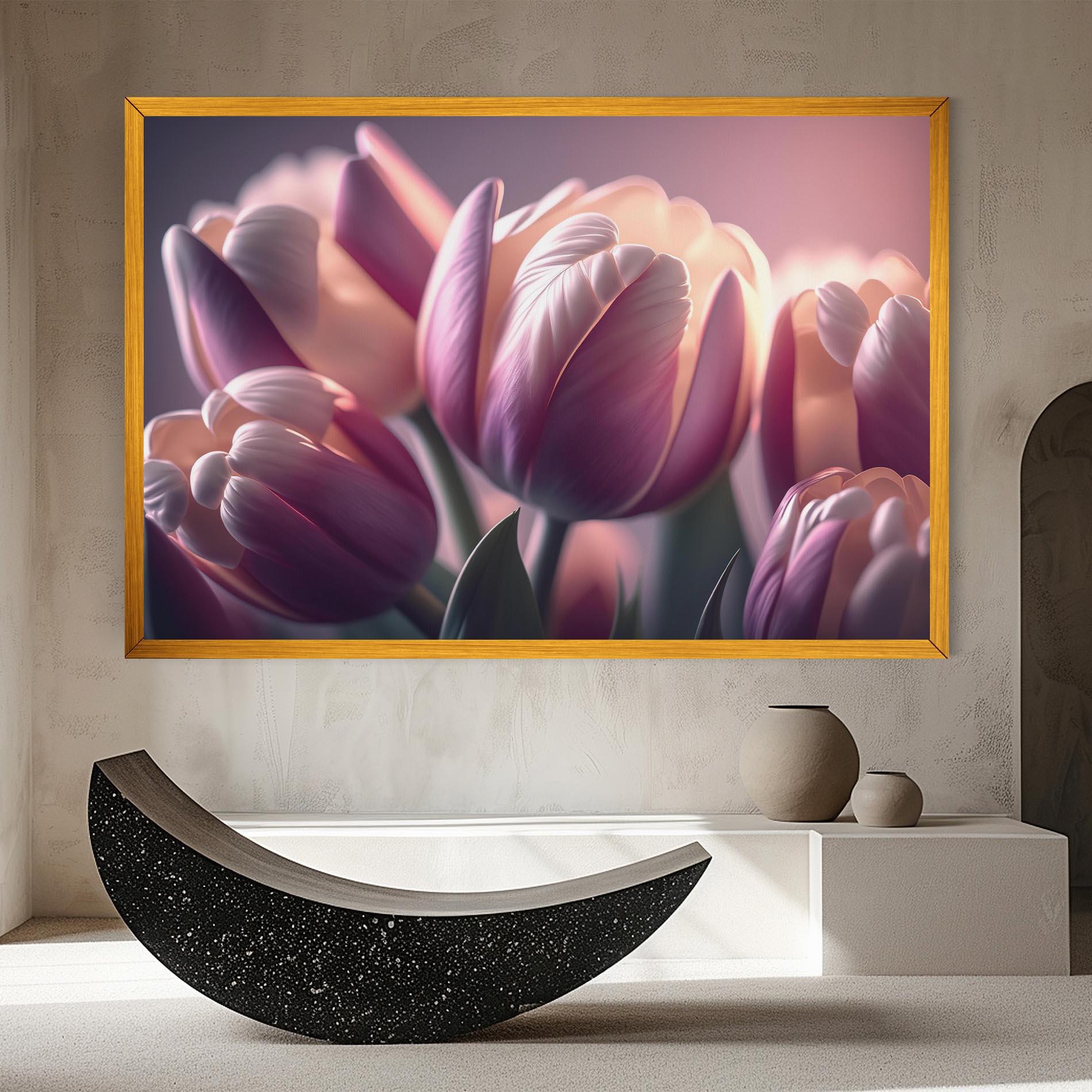 Vászonkép Pastel Pink Tulips mockup 8