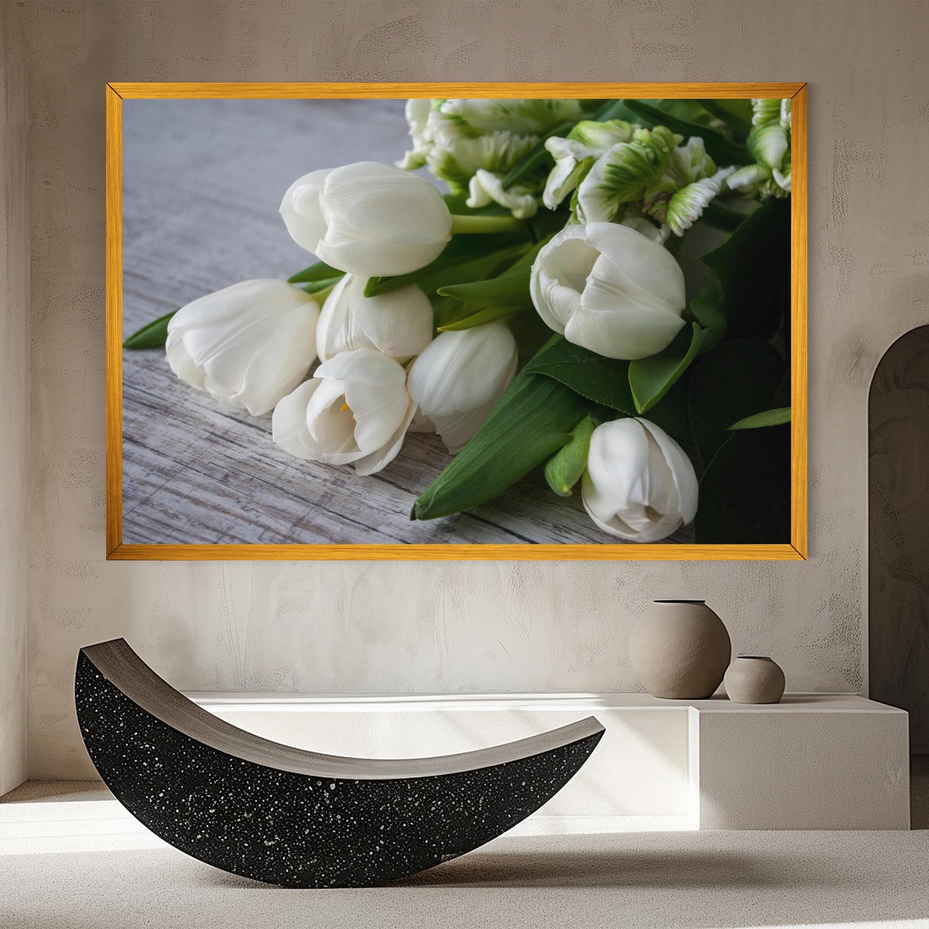 White Tulips Bouquet mockup 8