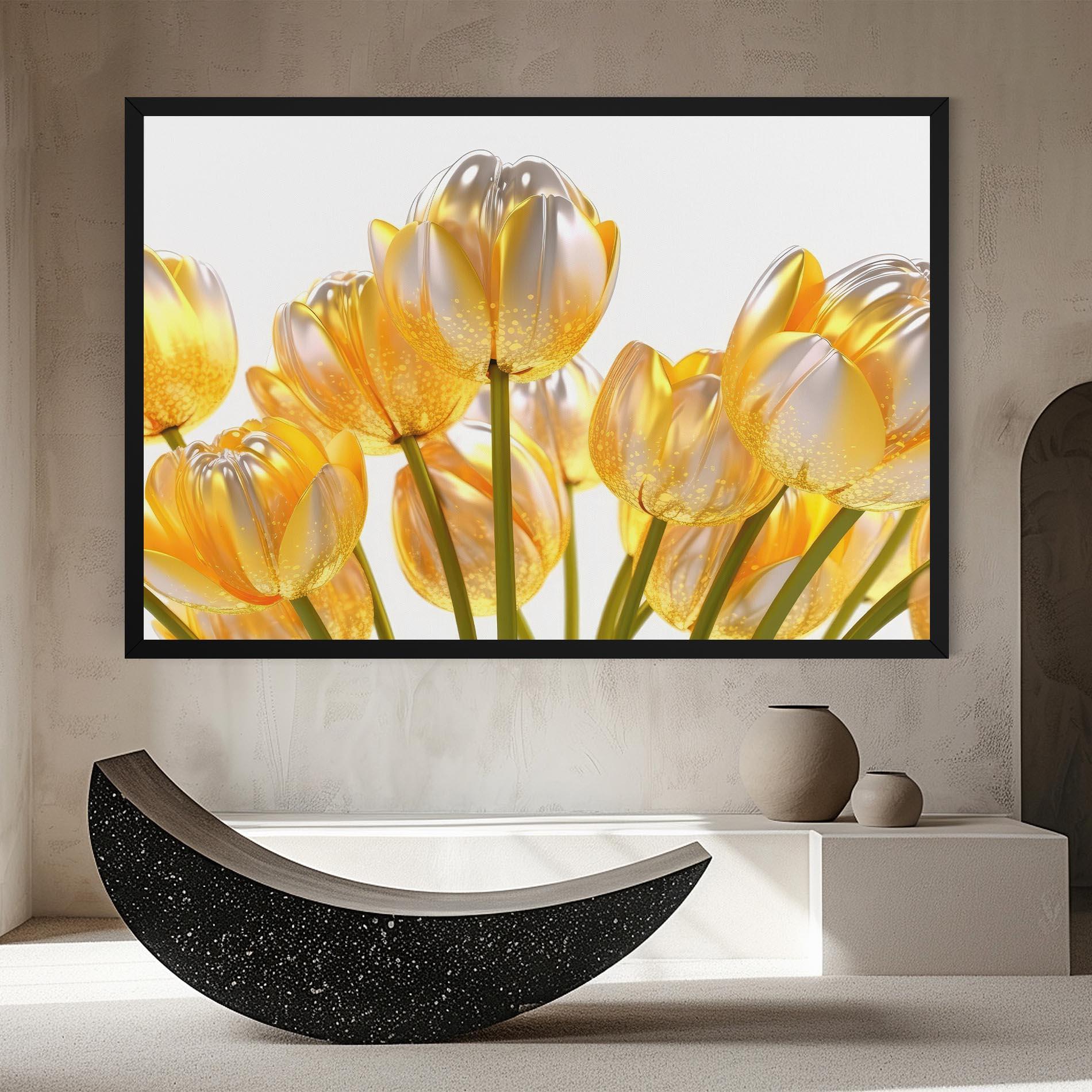 Vászonkép Gold White Tulips mockup 8