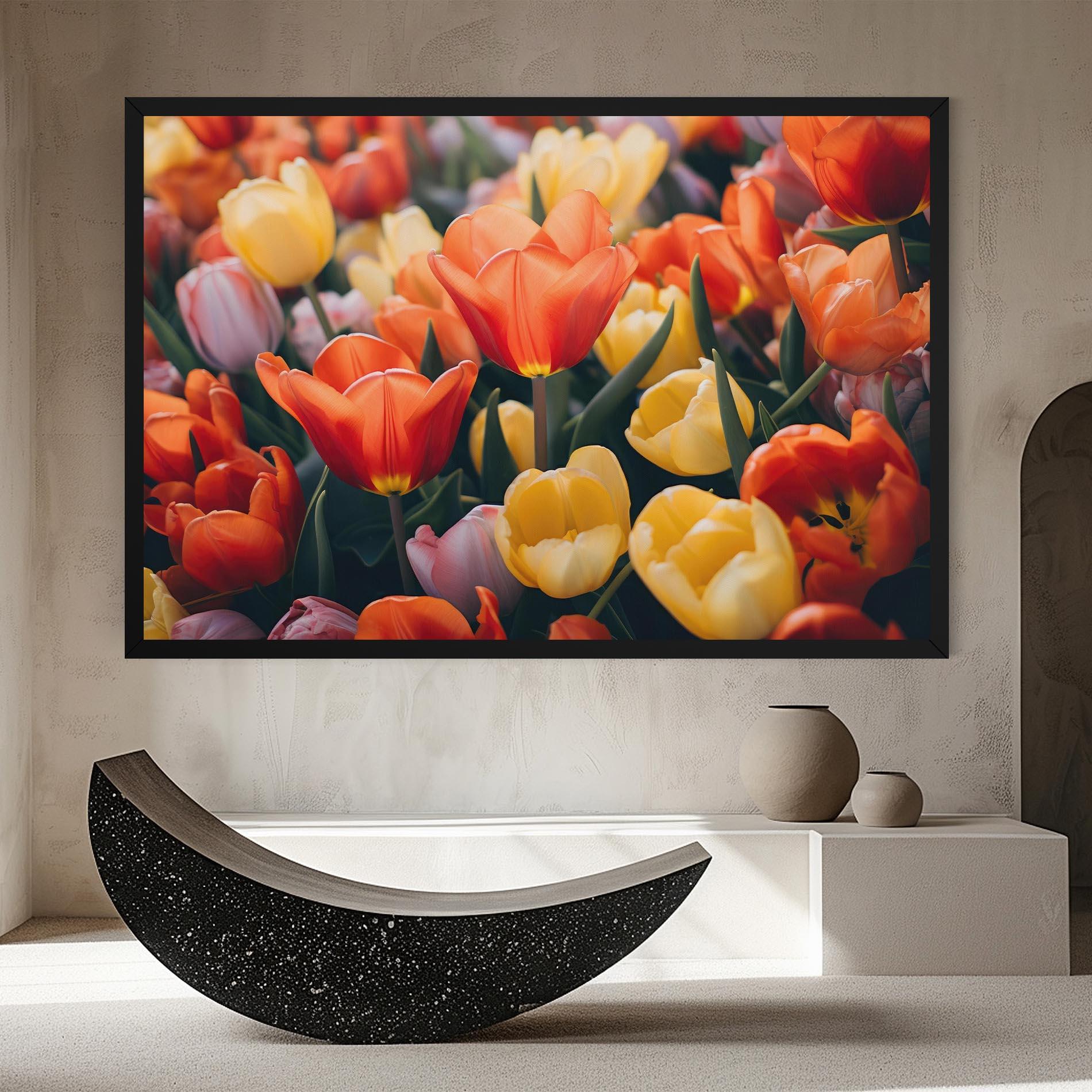 Vászonkép Orange Yellow Tulips mockup 8