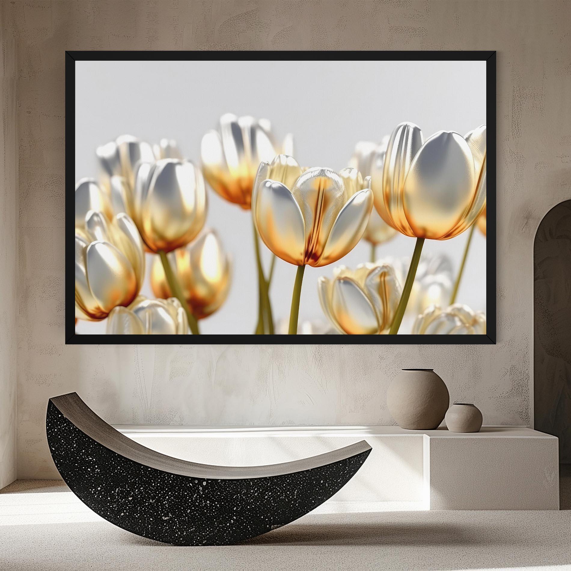 Vászonkép White Golden Tulips mockup 8