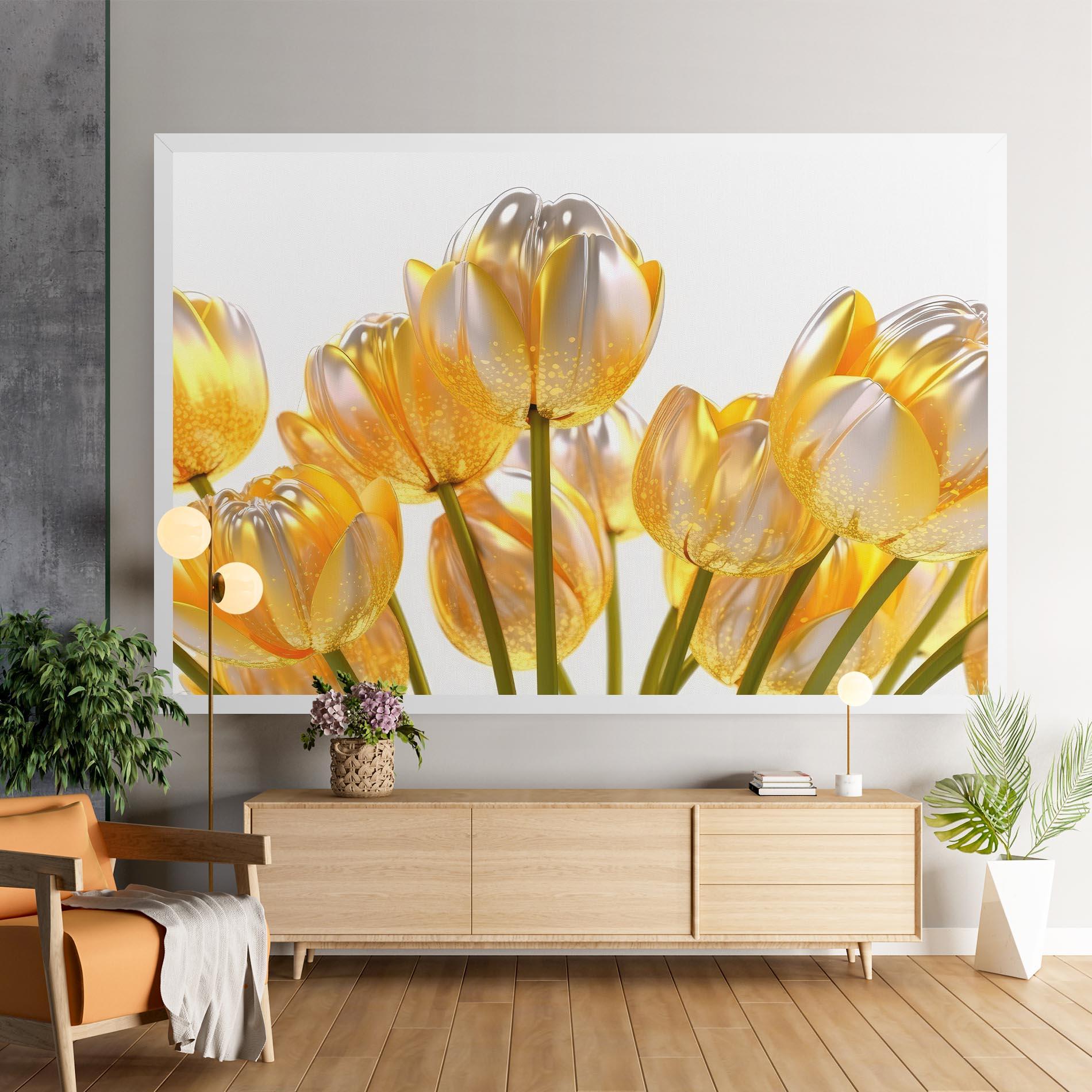 Vászonkép Gold White Tulips mockup 9