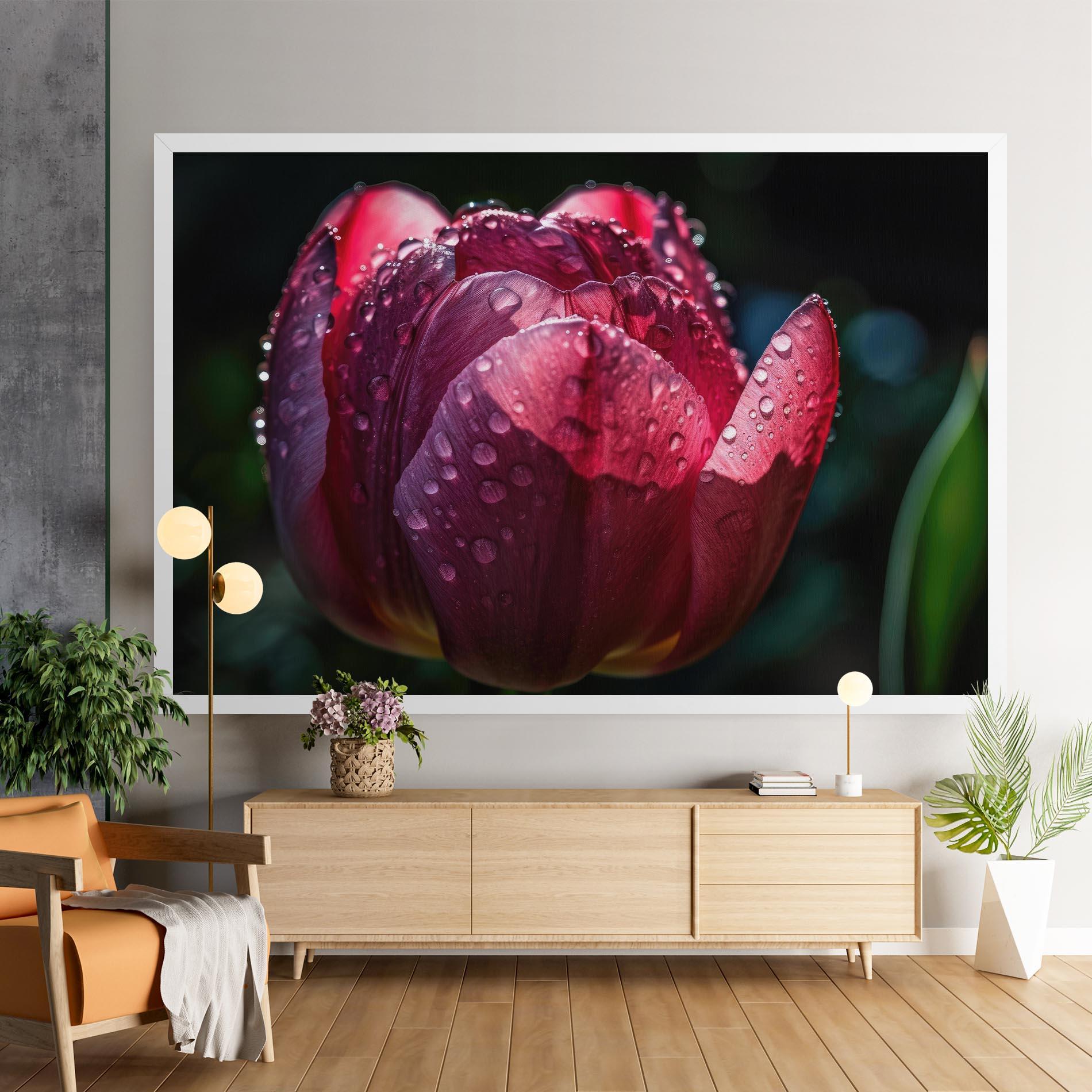 Vászonkép Pink Tulip After Rain mockup 9