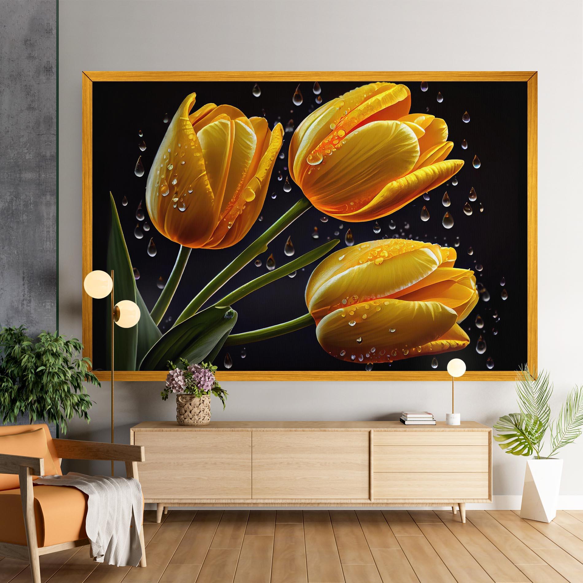 Vászonkép 3 Yellow Tulips mockup 9