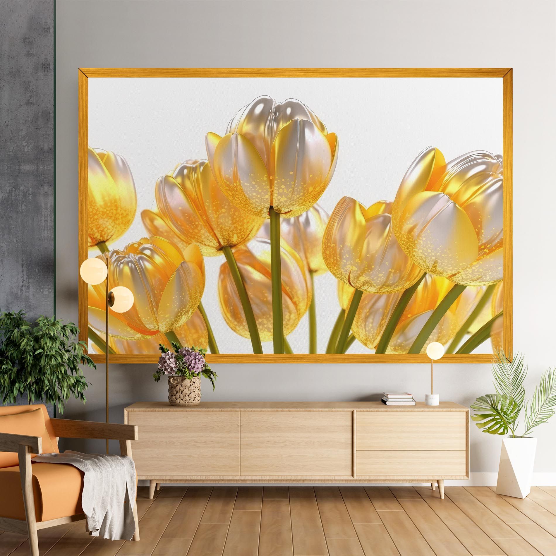 Gold White Tulips mockup 9
