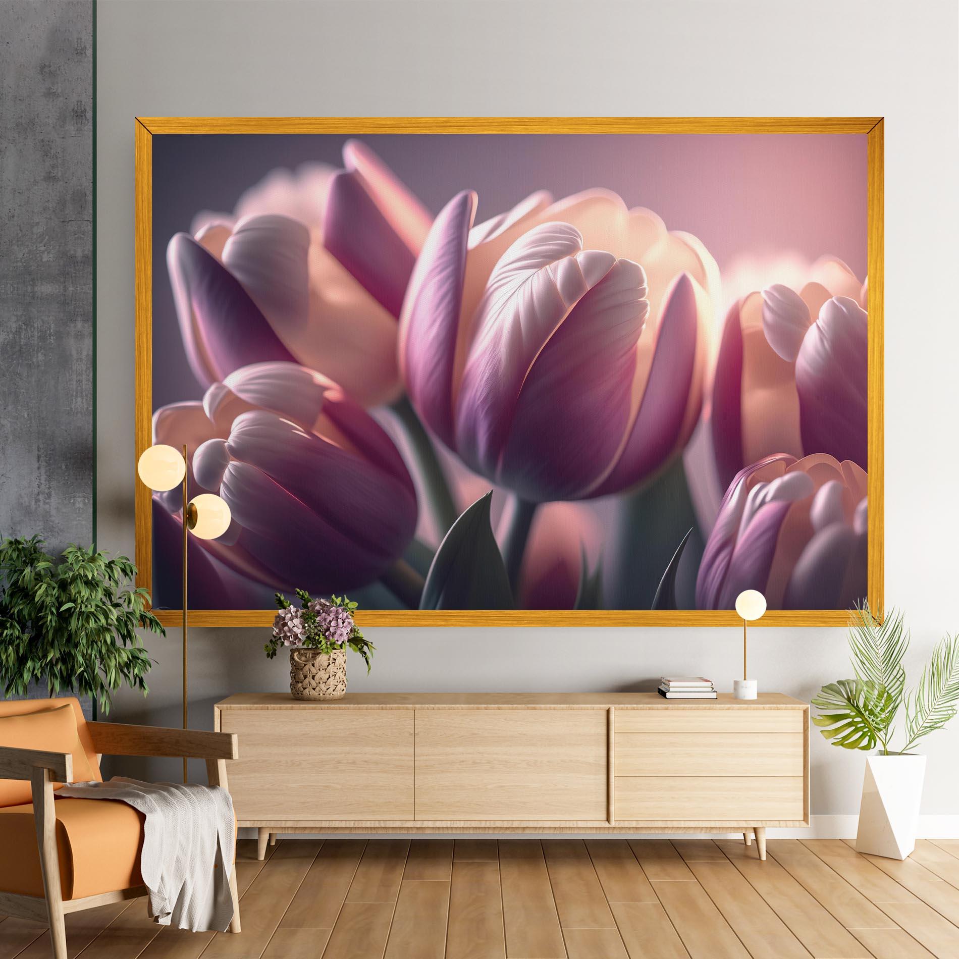 Vászonkép Pastel Pink Tulips mockup 9