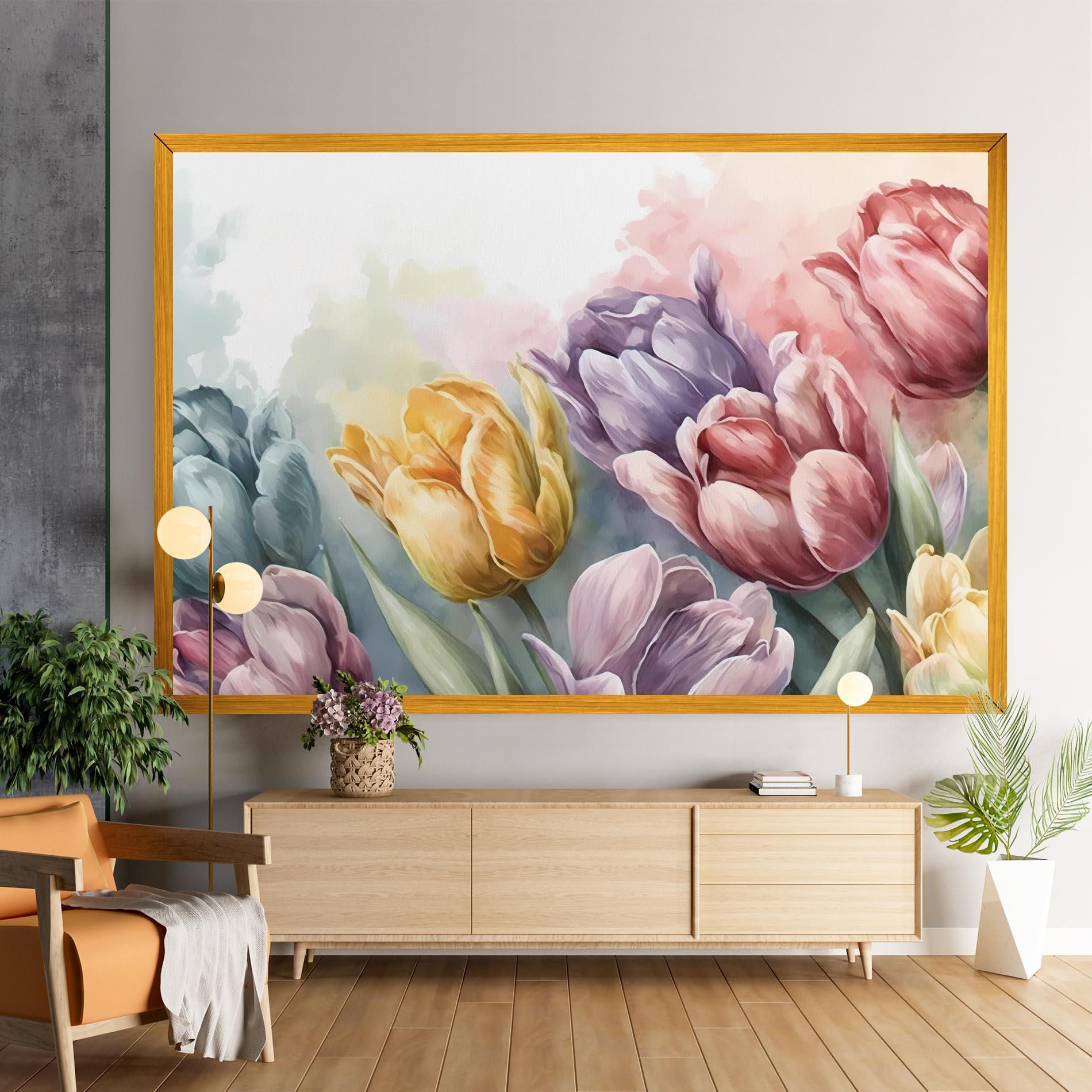 Vászonkép Pastel Tulips mockup 9