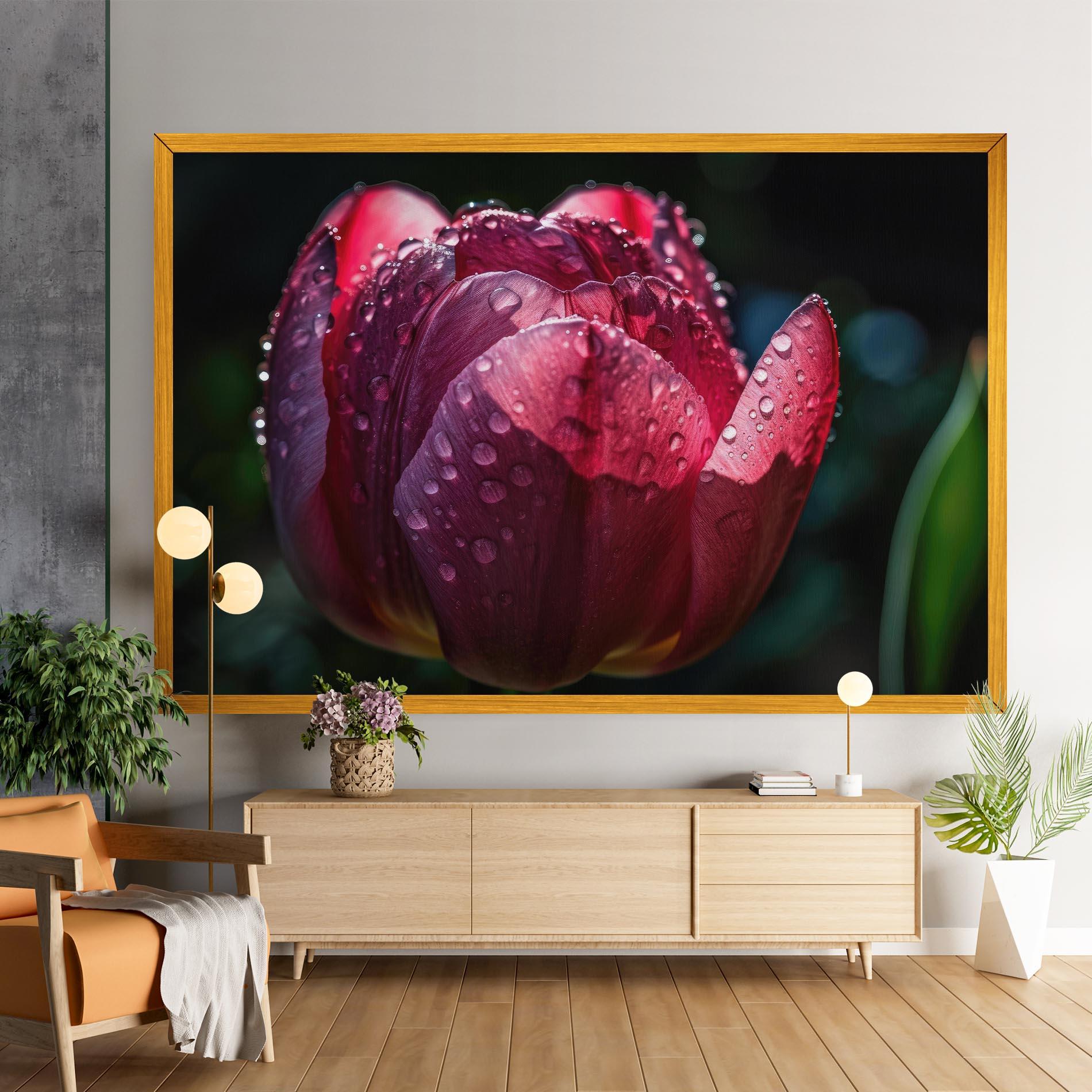 Vászonkép Pink Tulip After Rain mockup 9
