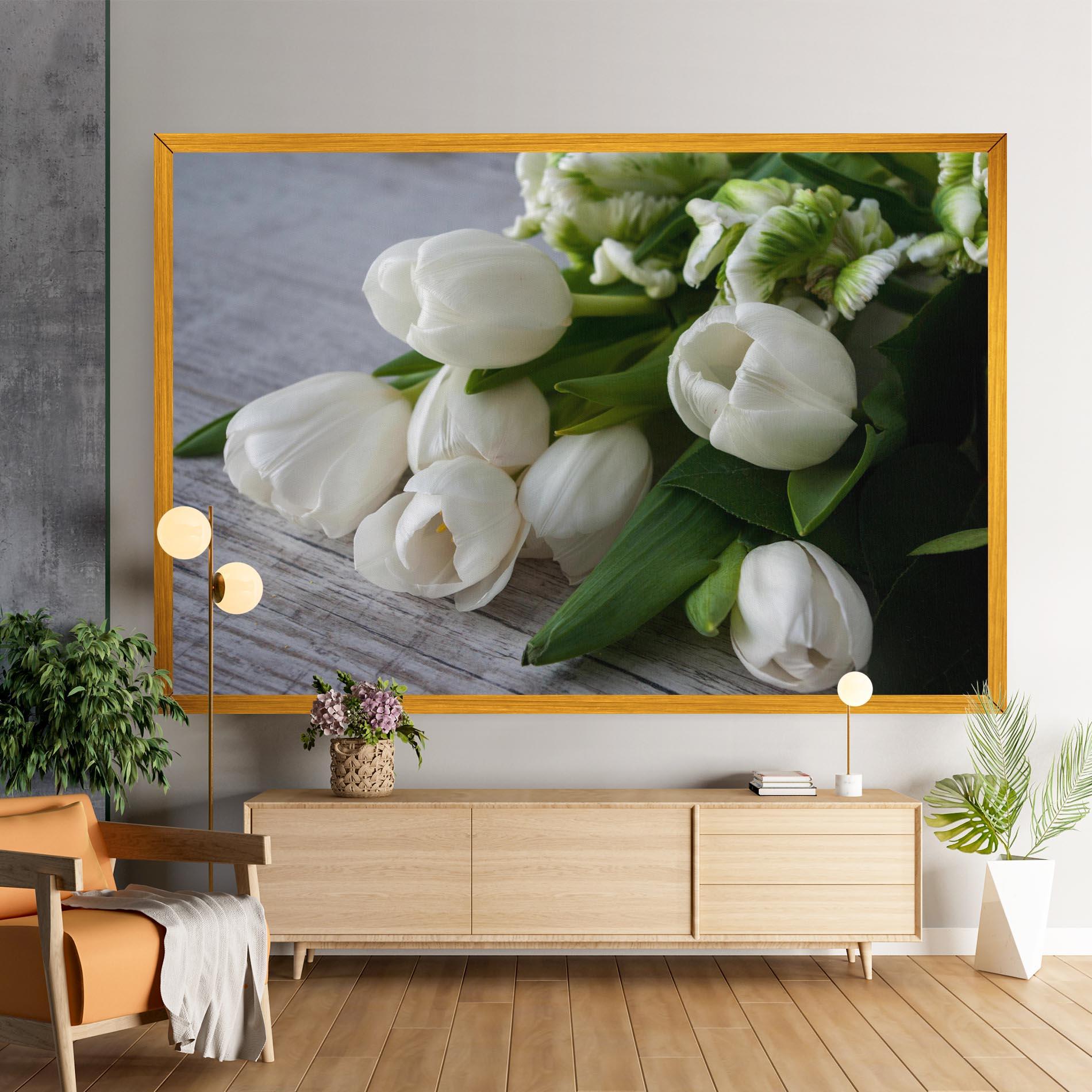 Vászonkép White Tulips Bouquet mockup 9